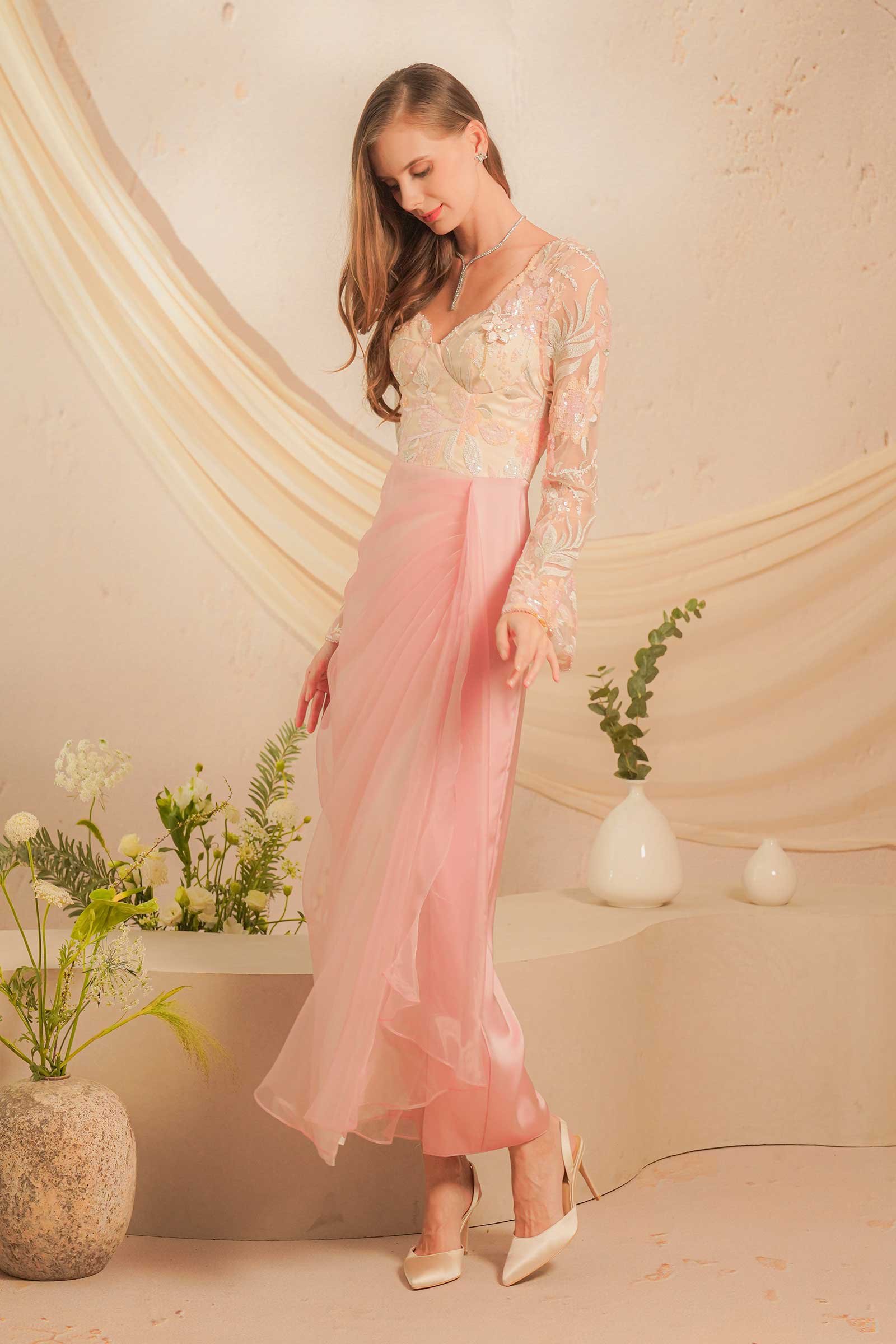 Rhea Kebaya Dress (Pink) - Image 7