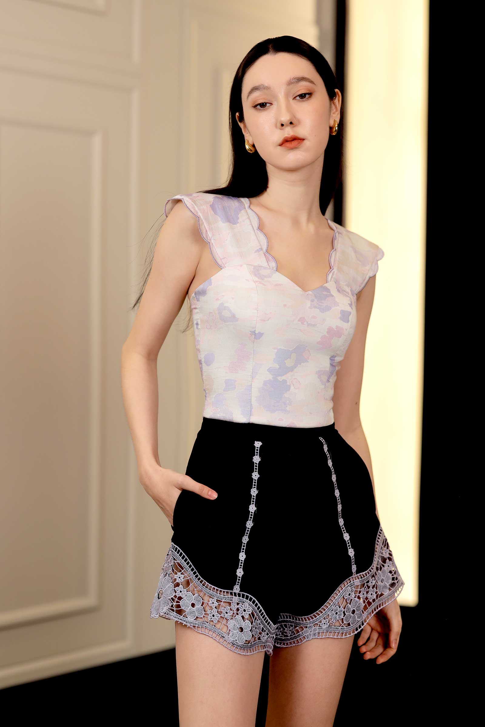 Darela Embroidered Shorts (Black) - Image 19