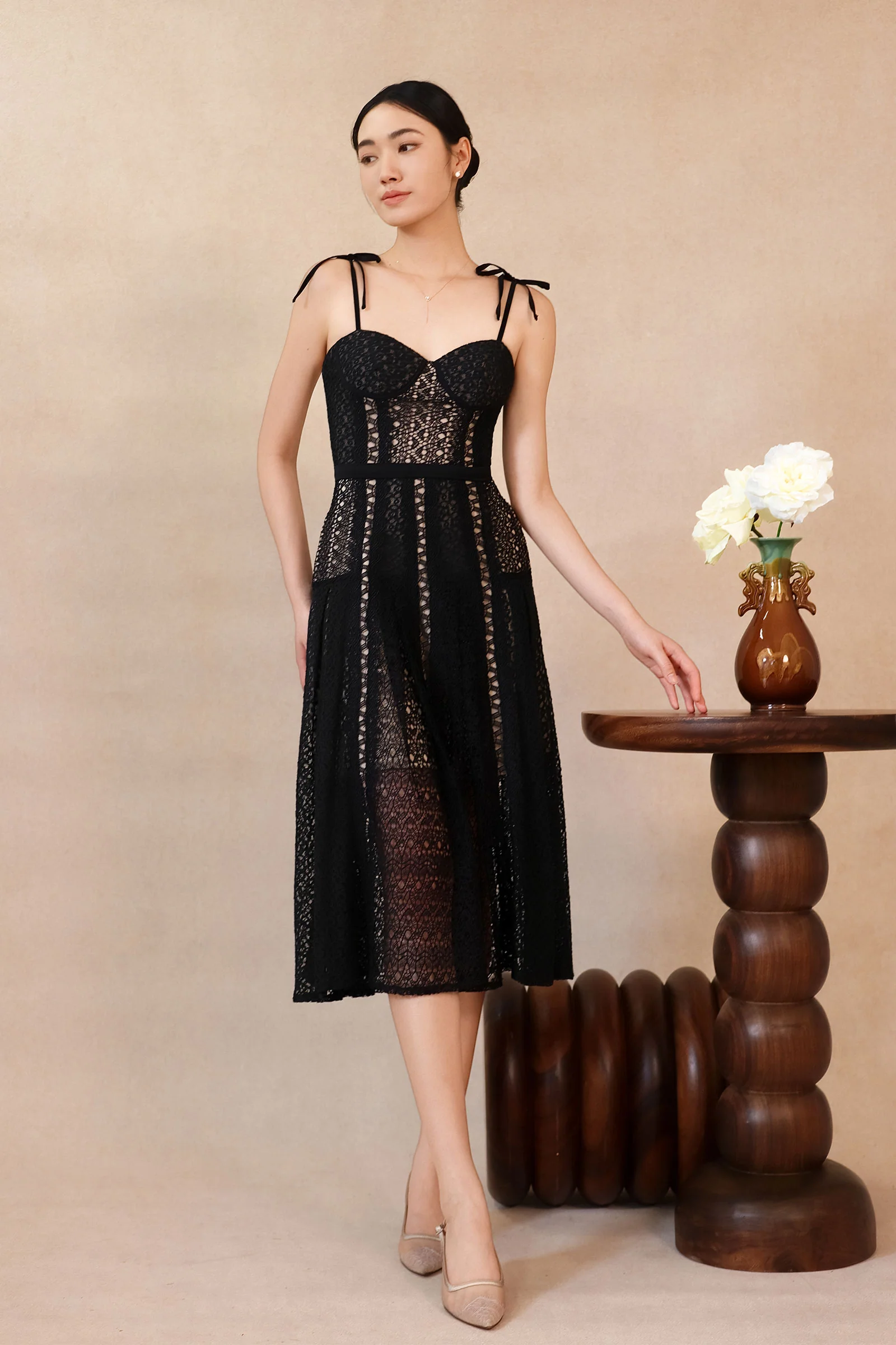 Dianelle Padded Dress (Black) - Image 12