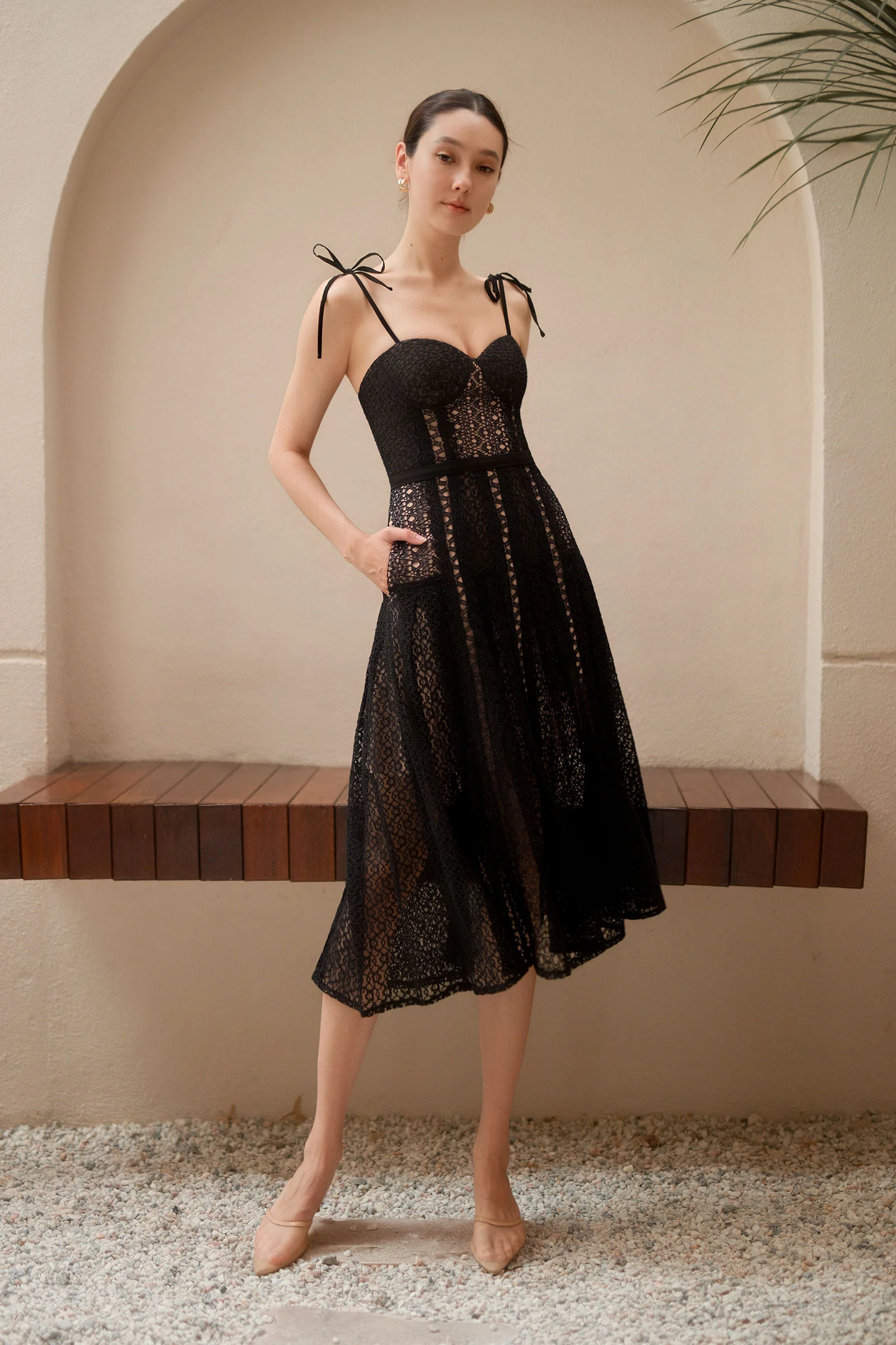 Dianelle Padded Dress (Black) - Image 16