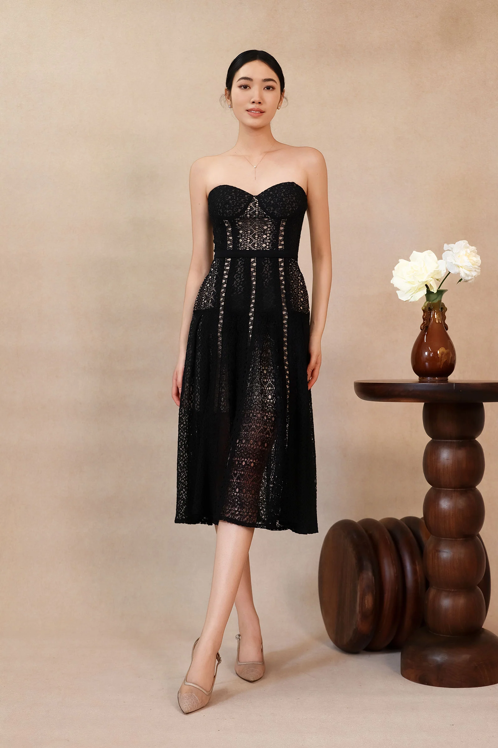 Dianelle Padded Dress (Black) - Image 17