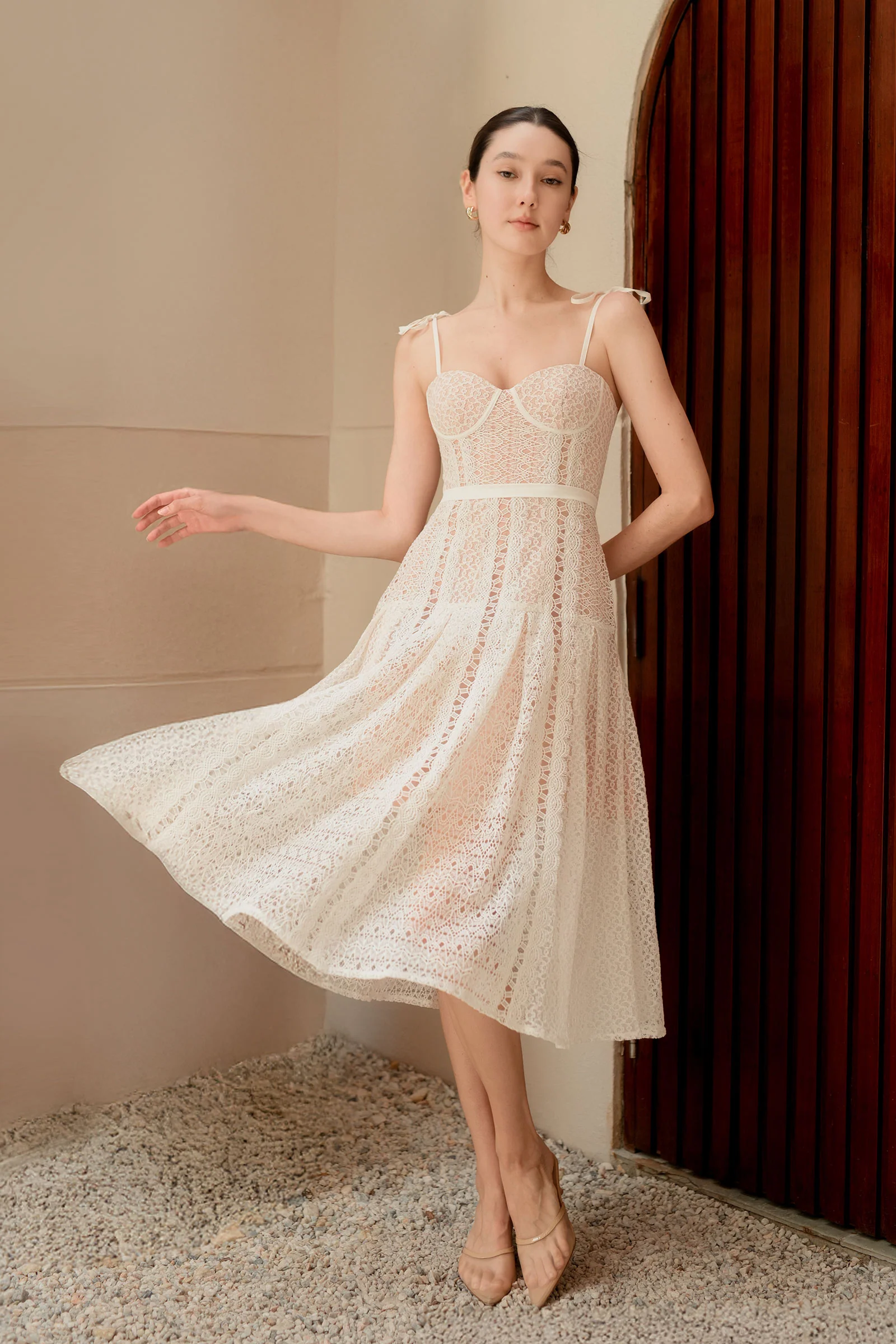 Dianelle Padded Dress (White) - Image 2