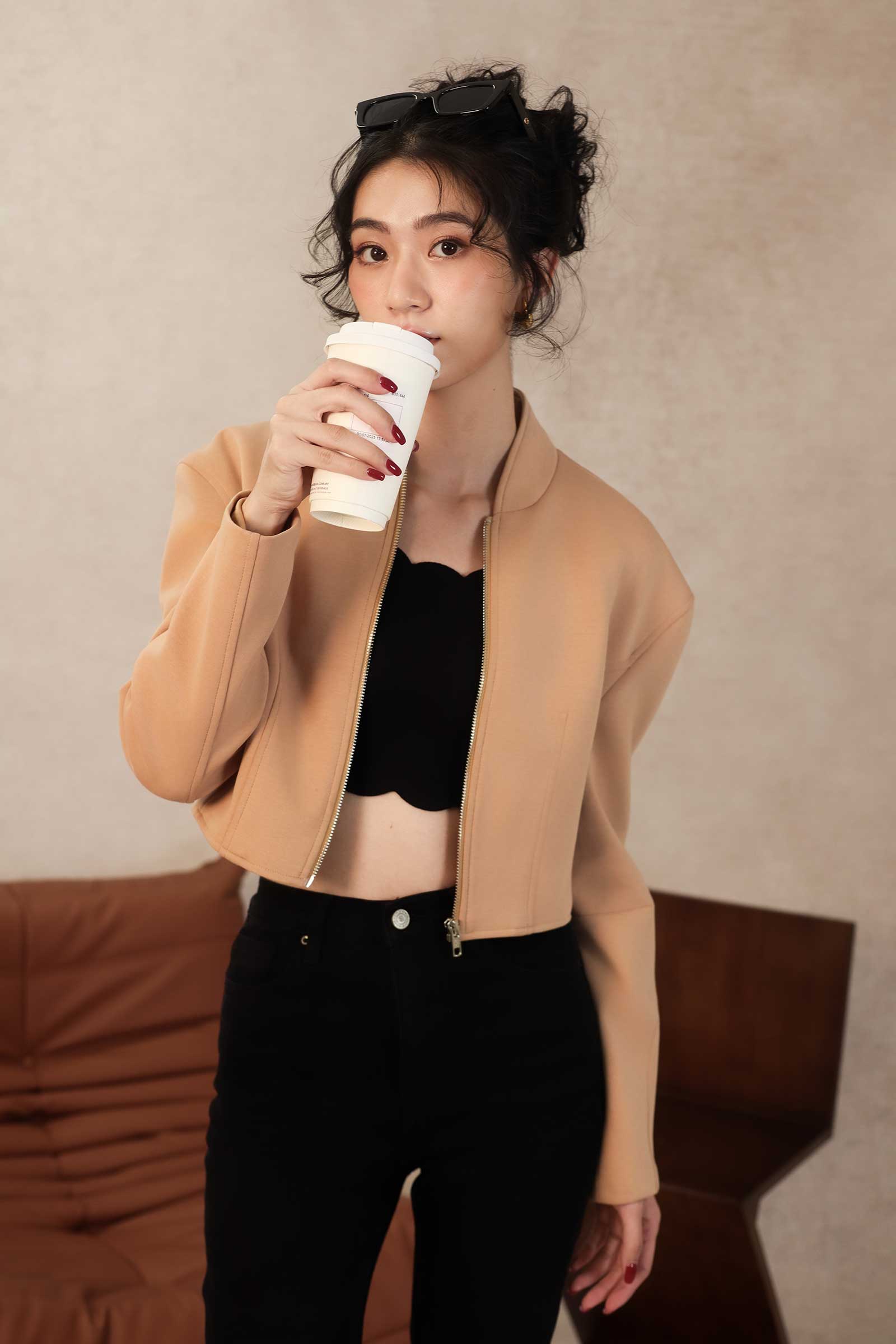 Dacira Bomber Jacket (Beige) - Image 30