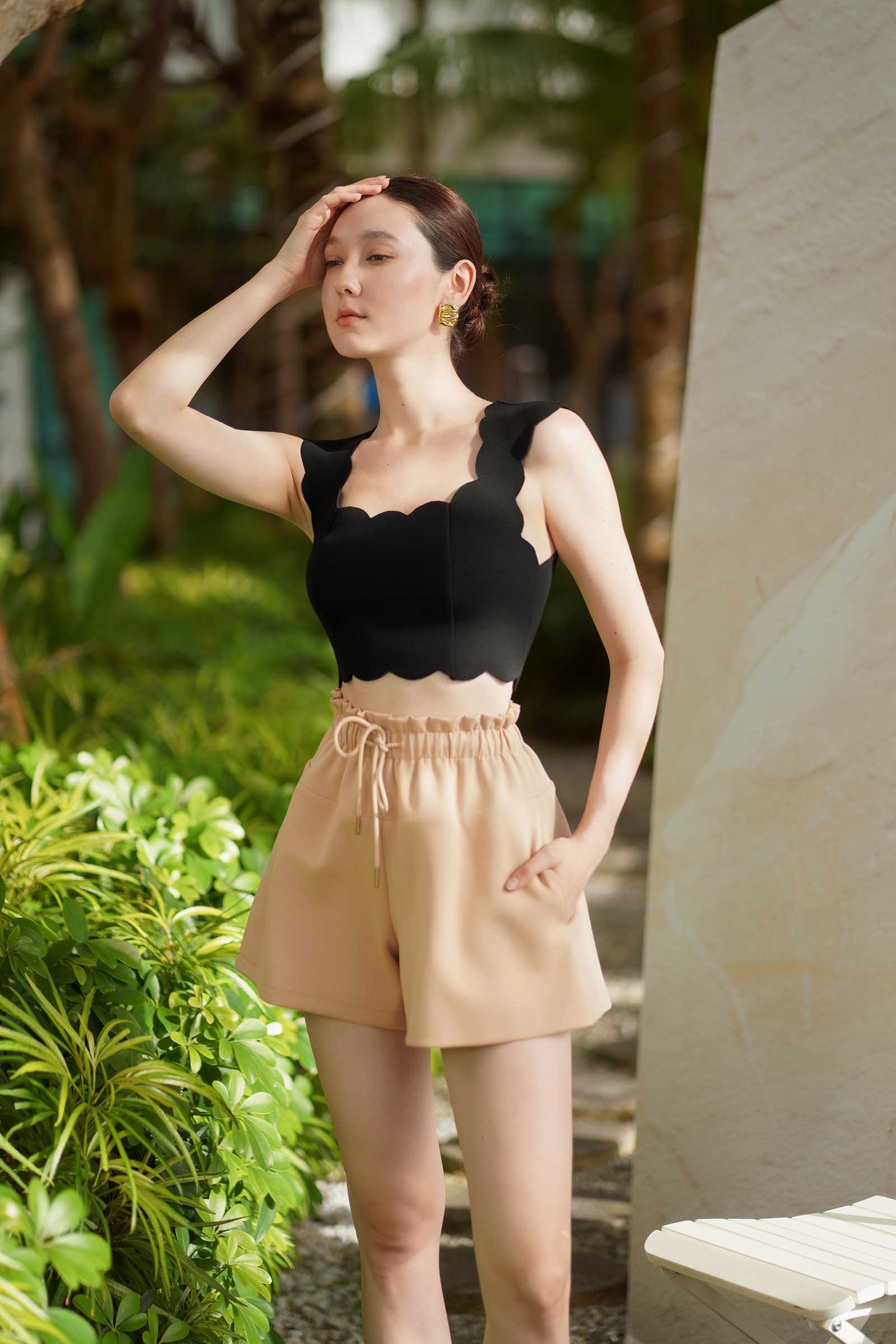 Doriye Drawstring Shorts (Beige) - Image 15