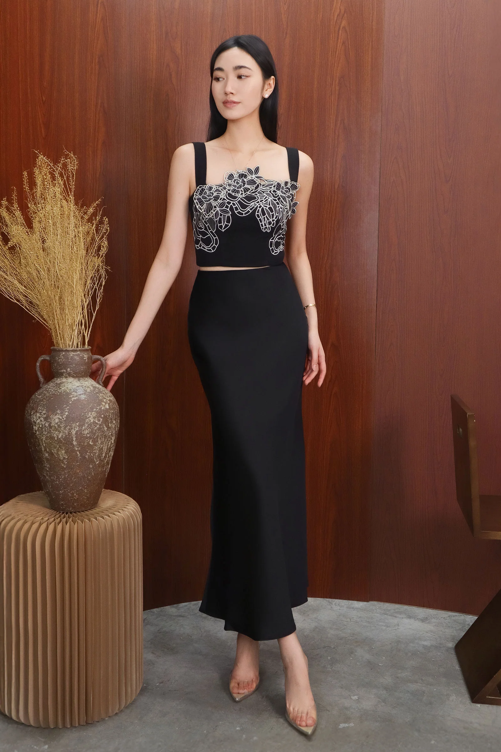 Dloriance Padded Embroidery Top (Black) - Image 11