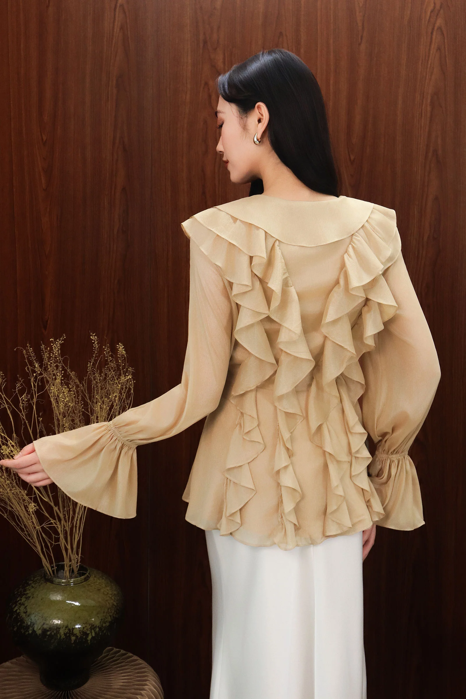Devoria Ruffle Cardi (Mocha) - Image 10