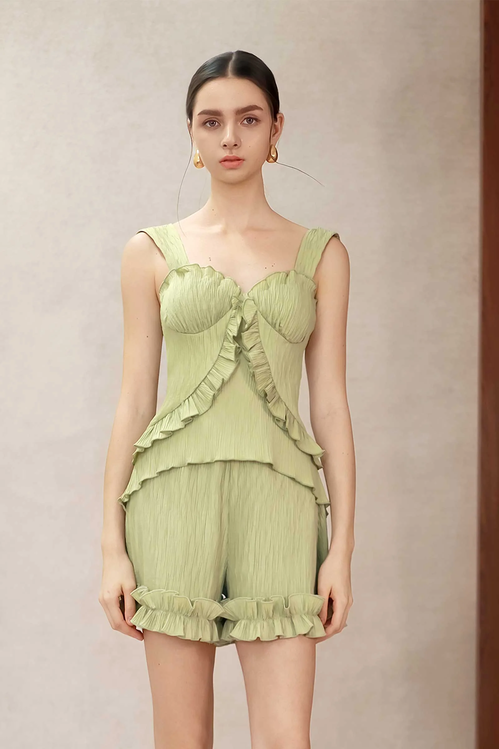 Liora Ruffle Shorts (Sage) - Image 5