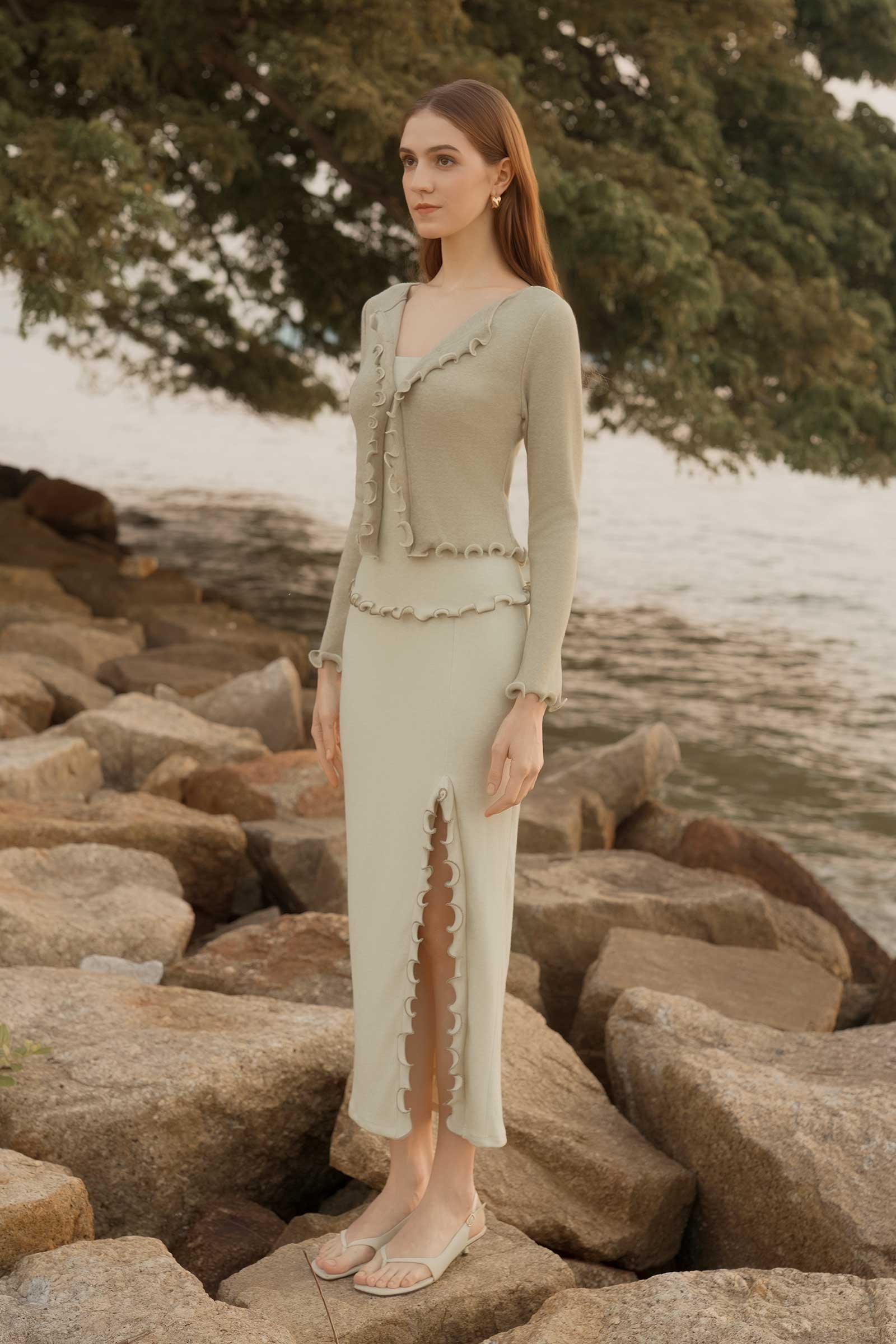 Drenielle Knit Top & Cardi Set (Sage) - Image 12
