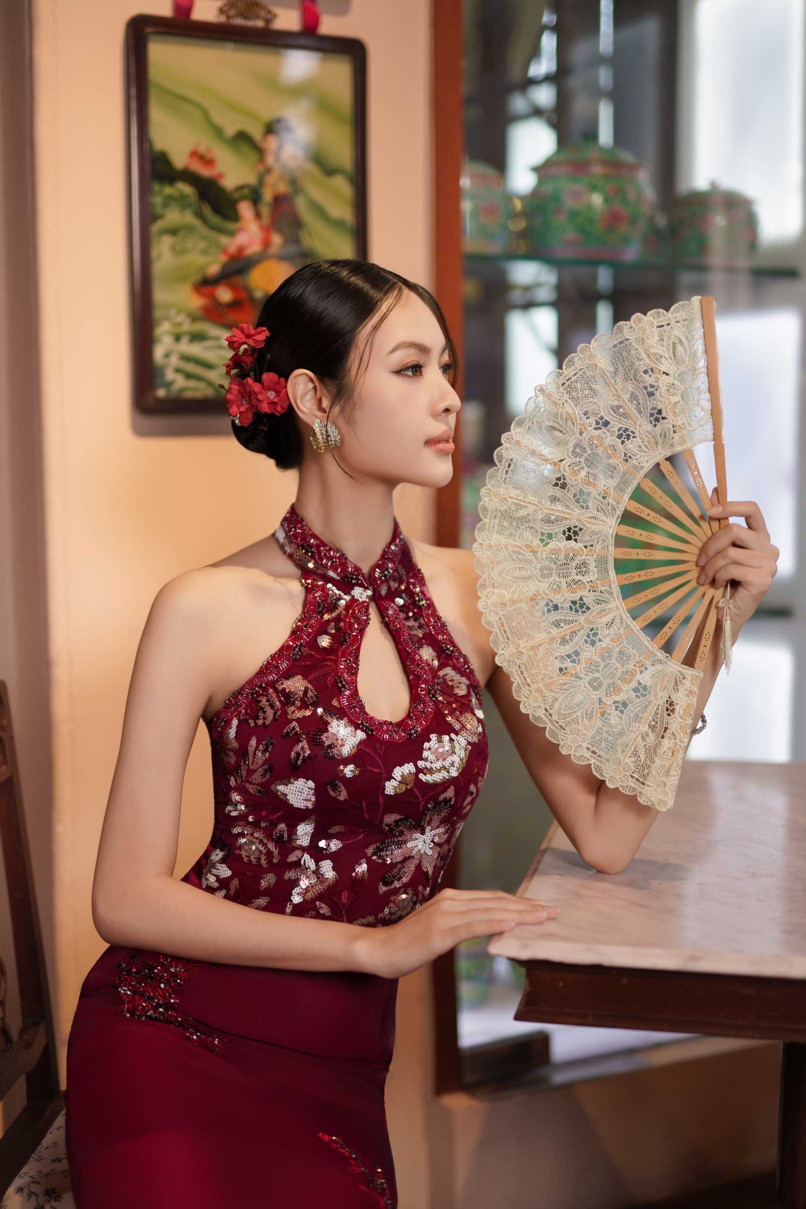 Ruiann Qipao Padded Top (Red) - Image 16