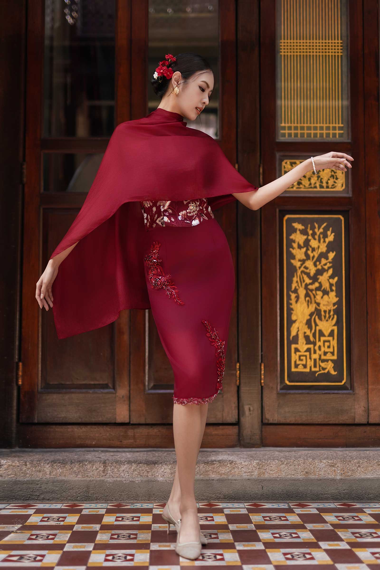 Xianne Embellished Skirt (Red) - Image 7