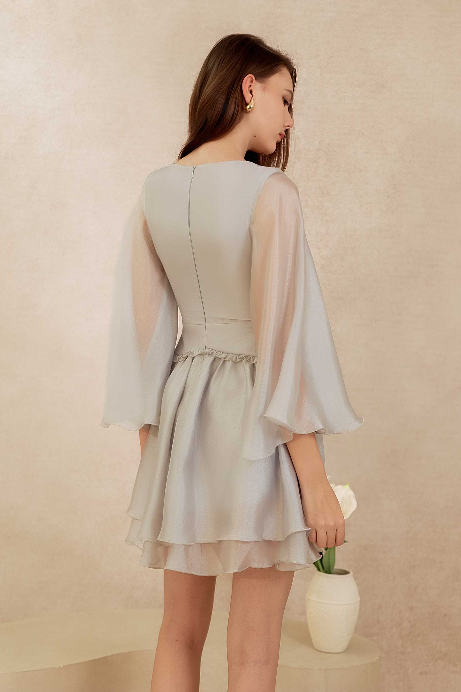 Drealis Padded Dress (Dusty Blue) - Image 4