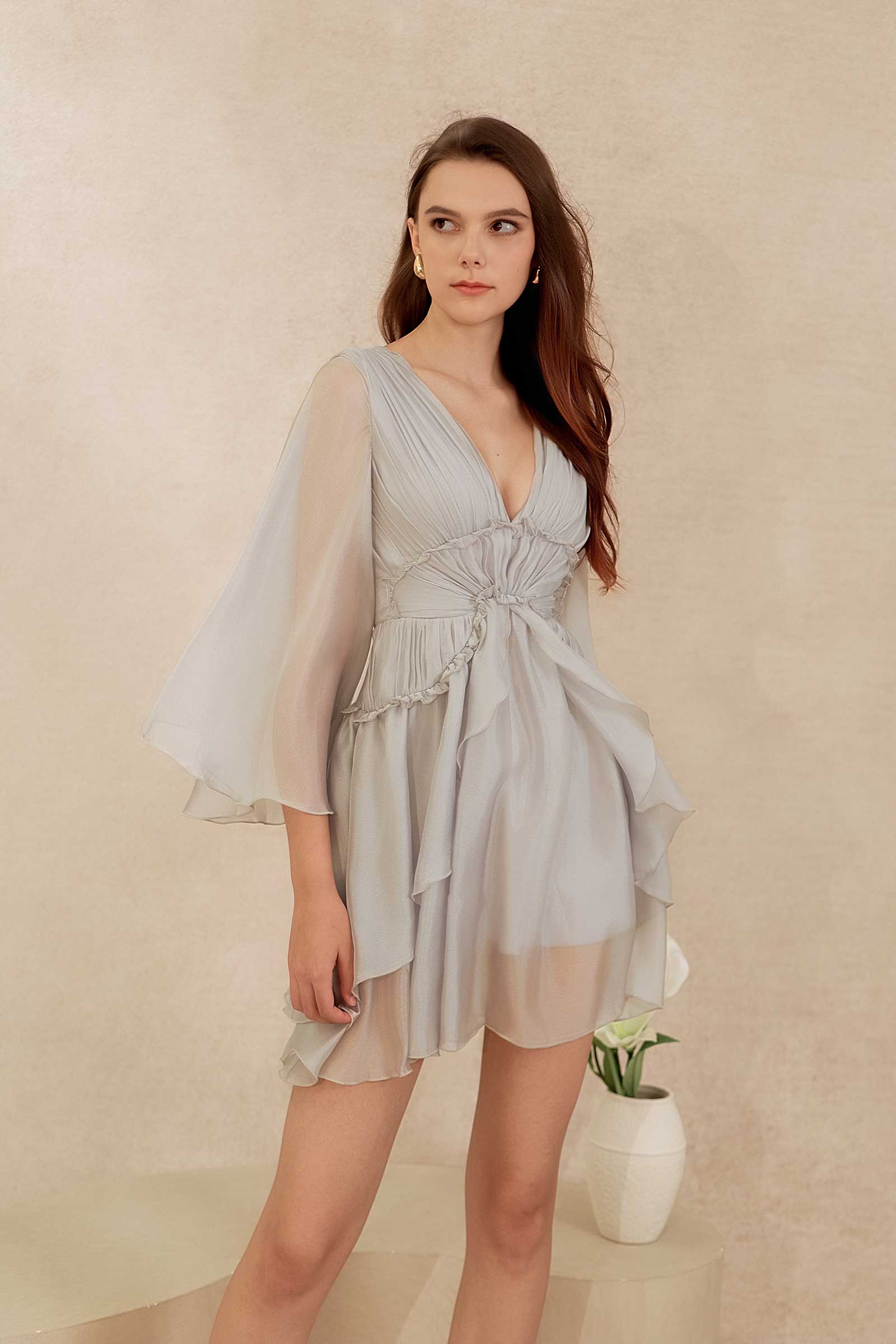Drealis Padded Dress (Dusty Blue) - Image 8