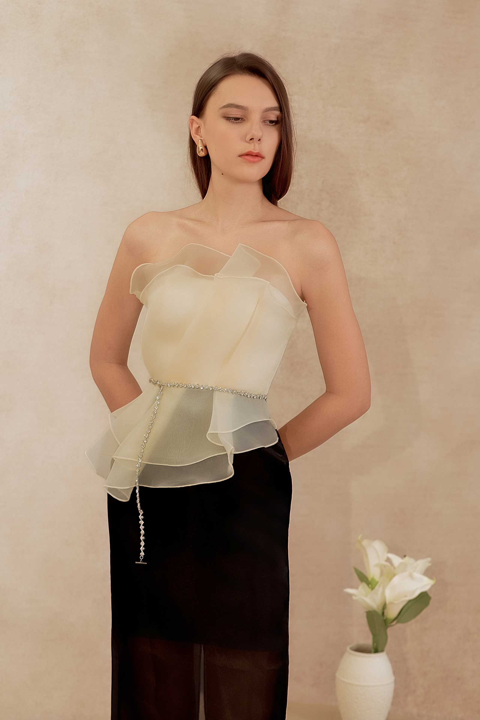 Delancia Padded Dress (Black) - Image 12