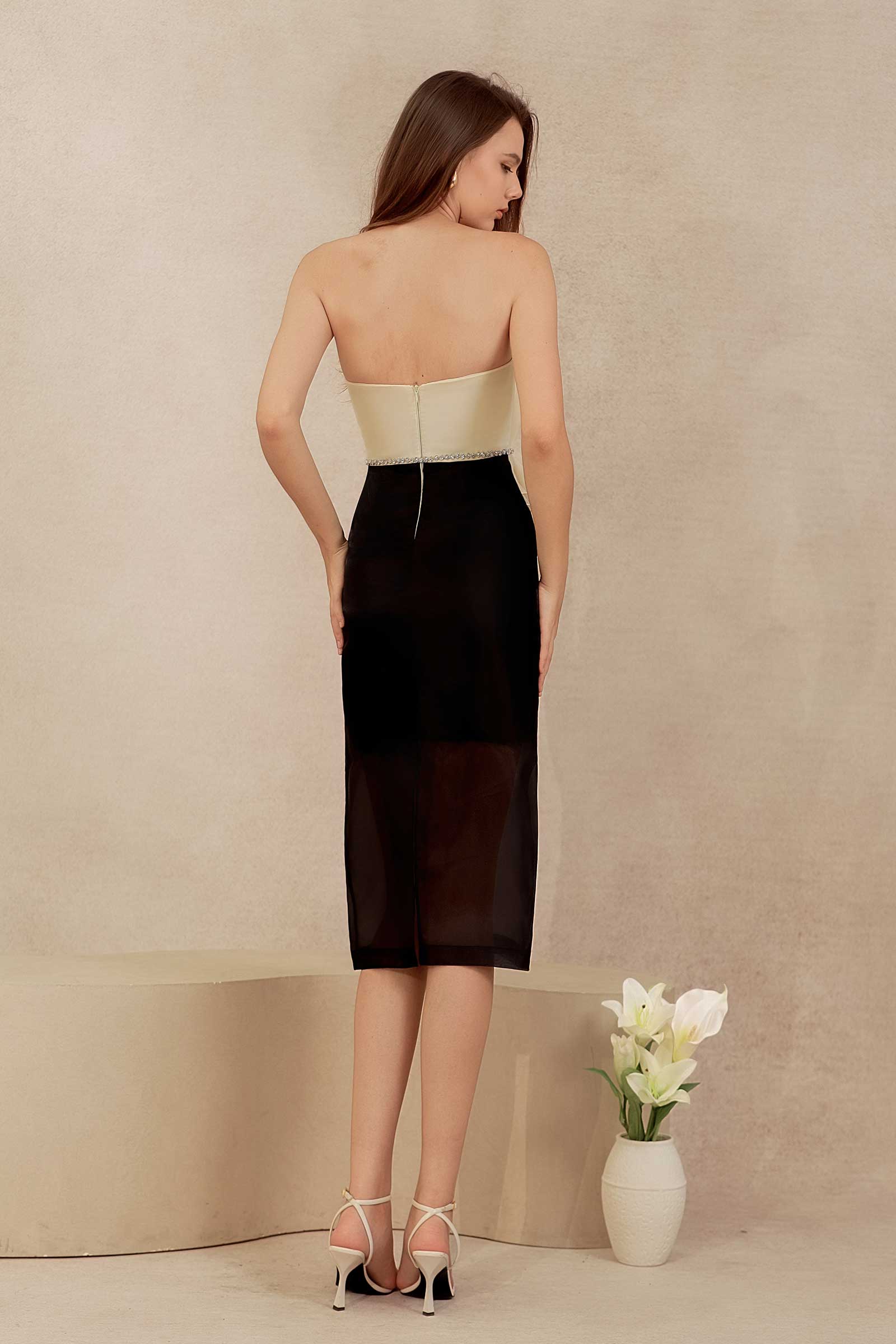 Delancia Padded Dress (Black) - Image 7