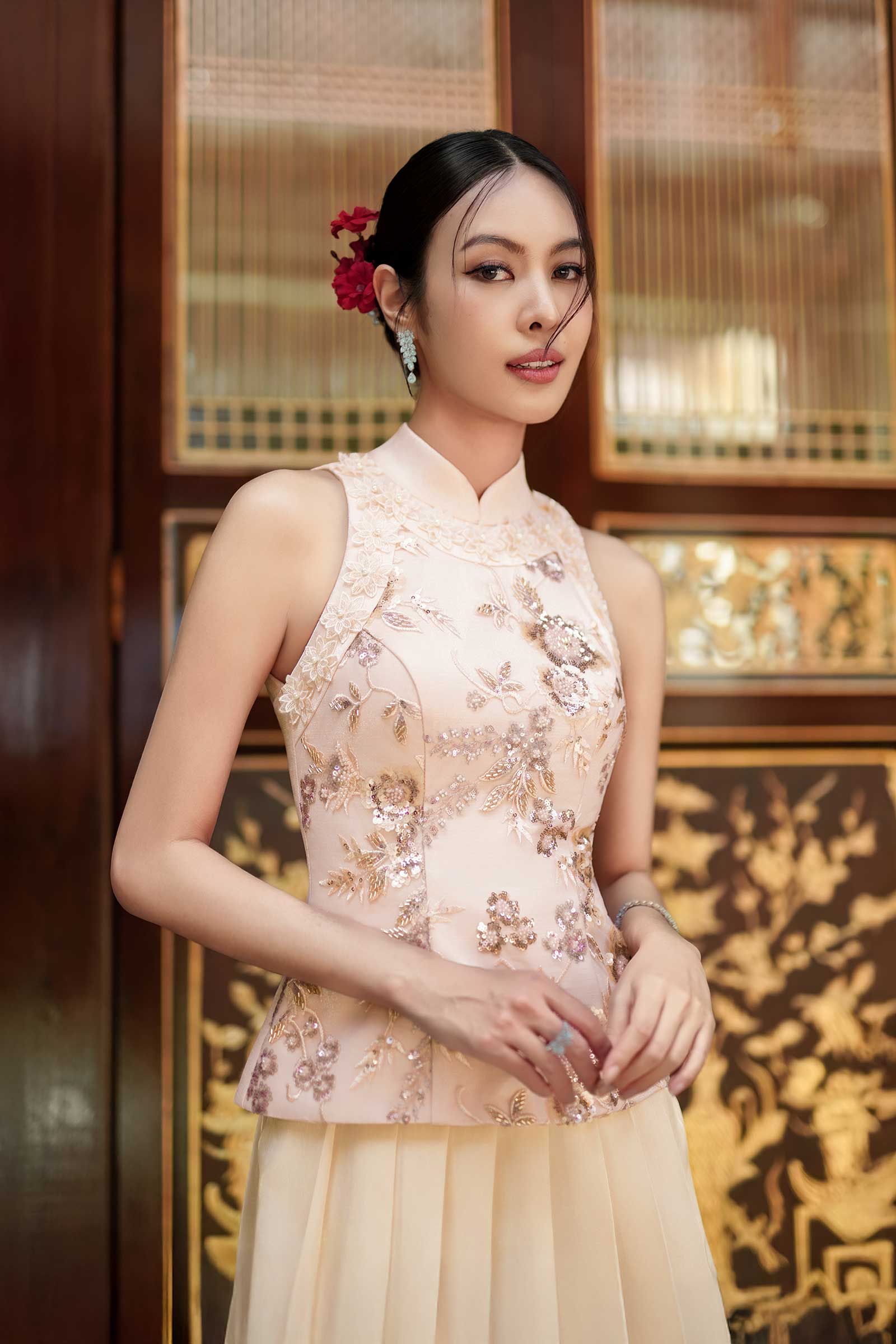 Elowen Qipao Romper (Pink) - Image 13