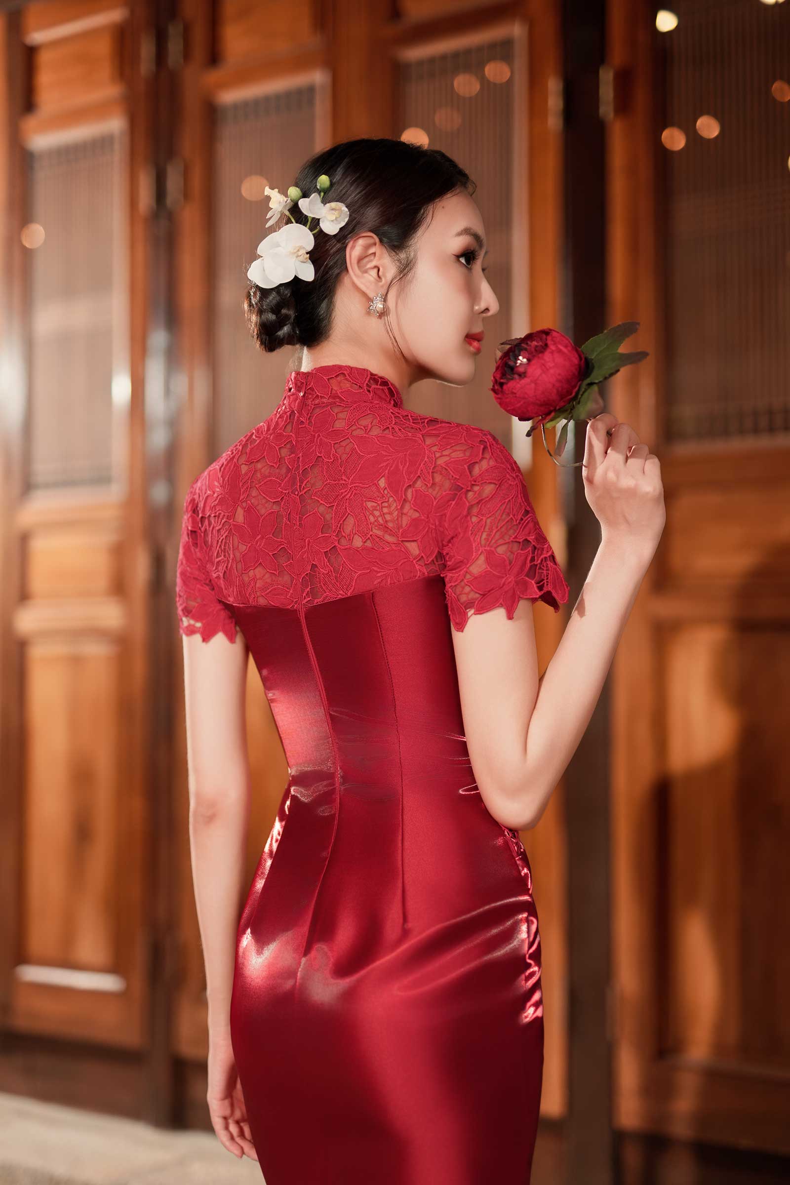 Valene Qipao (Ruby Red) - Image 9