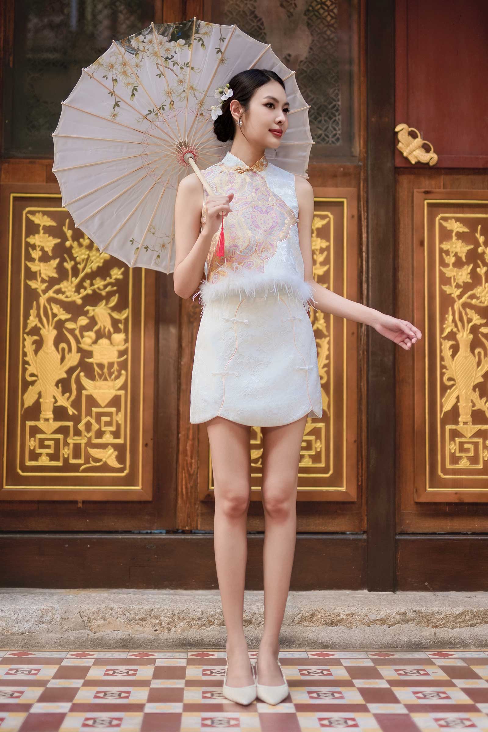 Isolde Qipao Top (Gold Light) - Image 7