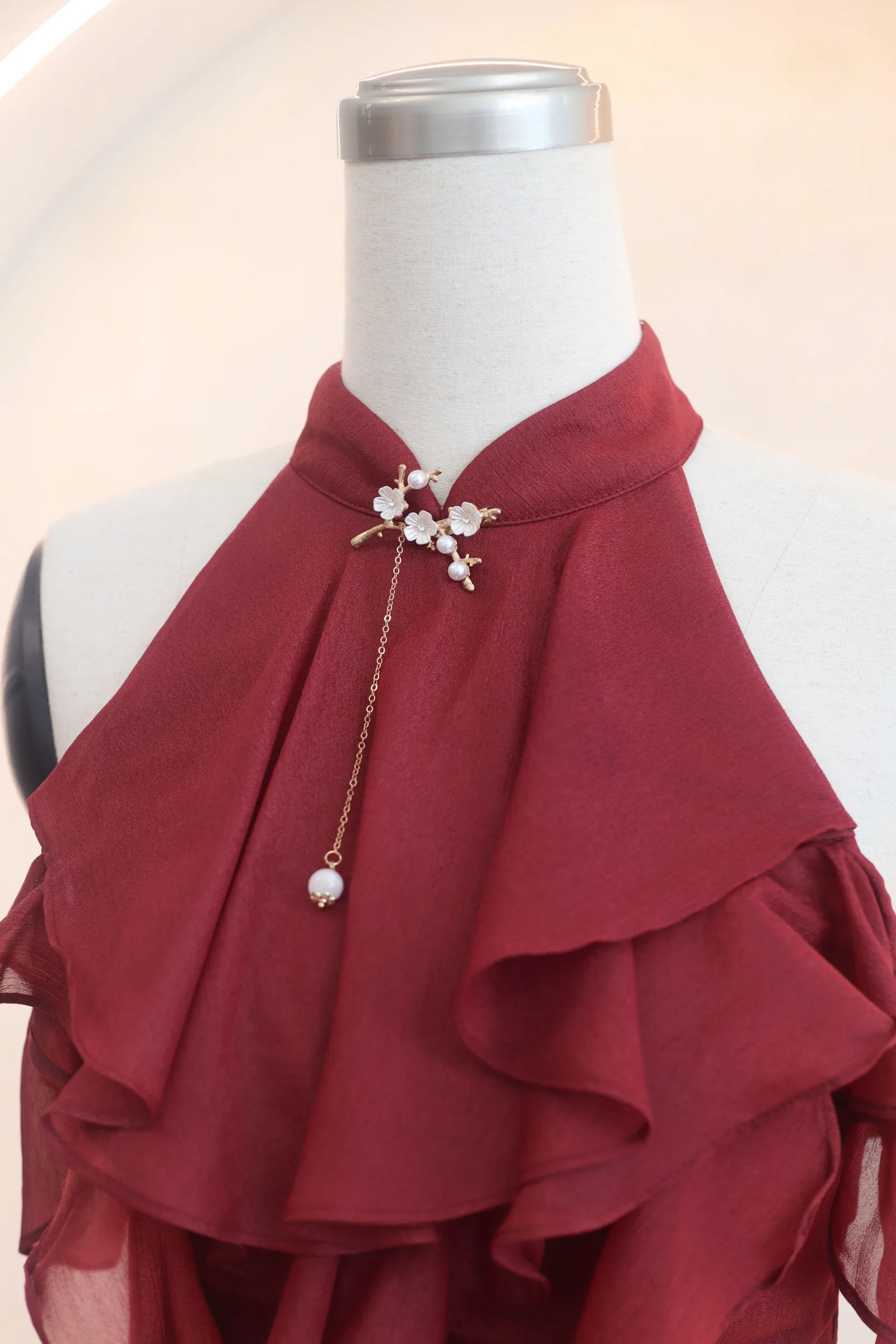 Rozena Qipao Top (Ruby Red) - Image 8