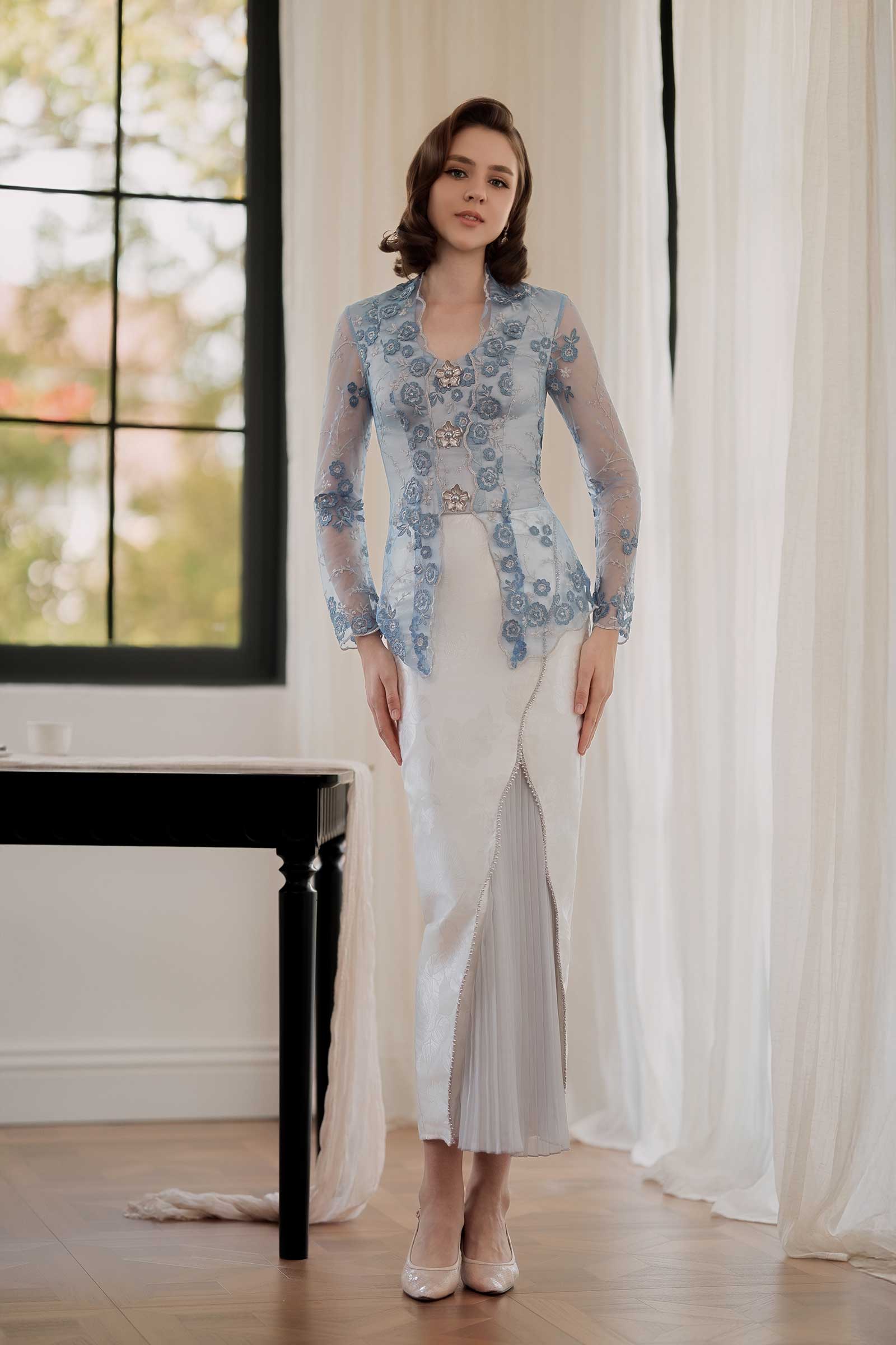 Mawar Kebaya Top (Blue) - Image 15