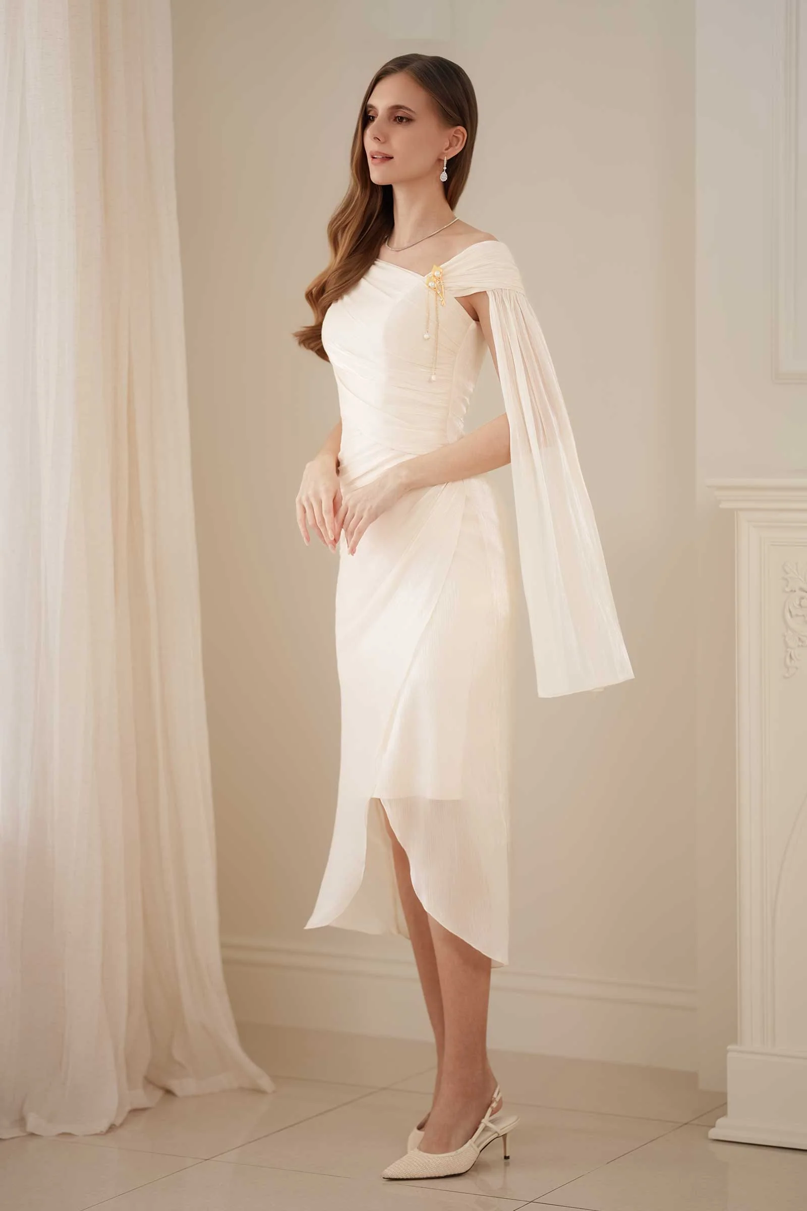 Sylvera Scarf Dress (Champagne)