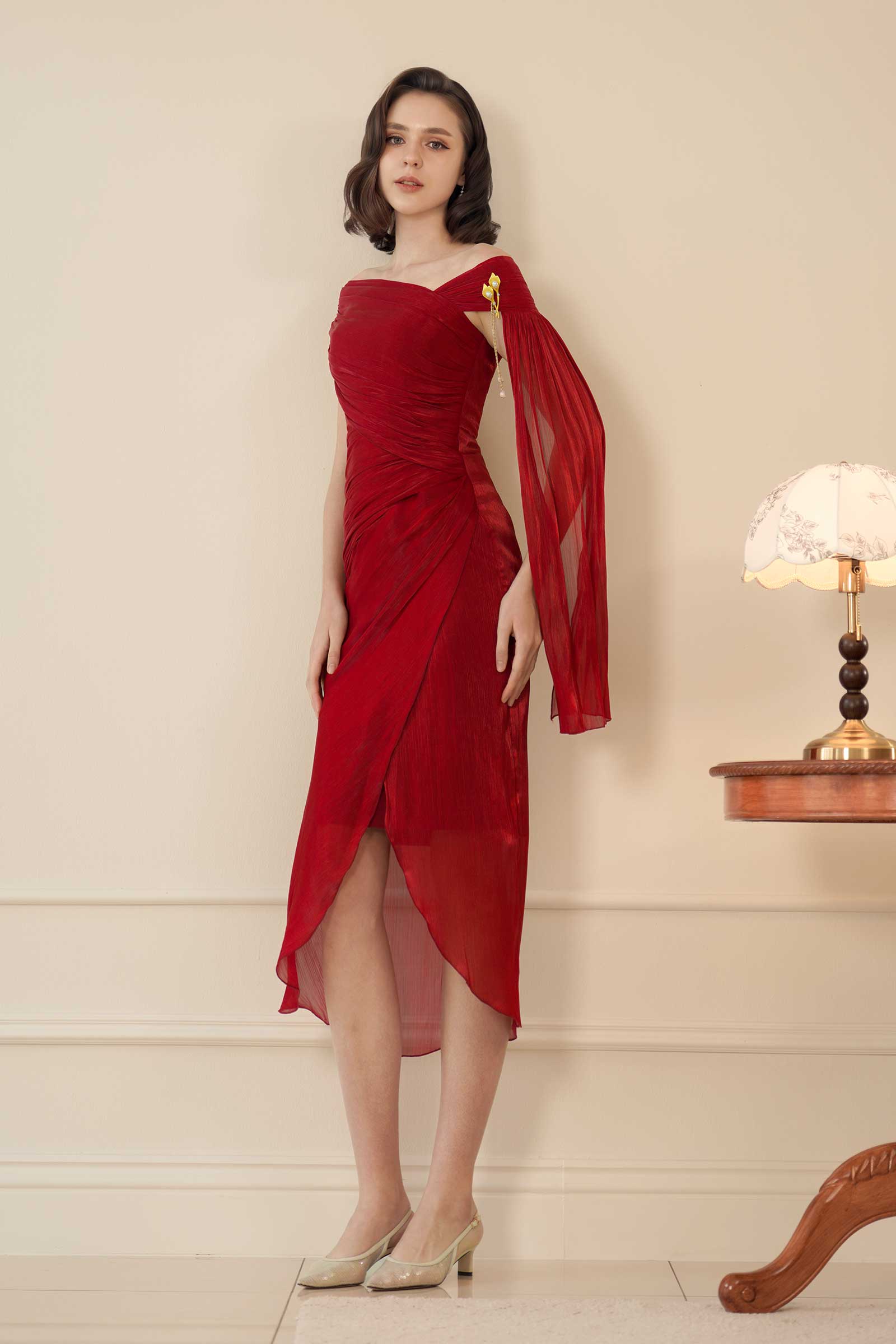 Sylvera Scarf Dress (Ruby Red) - Image 11