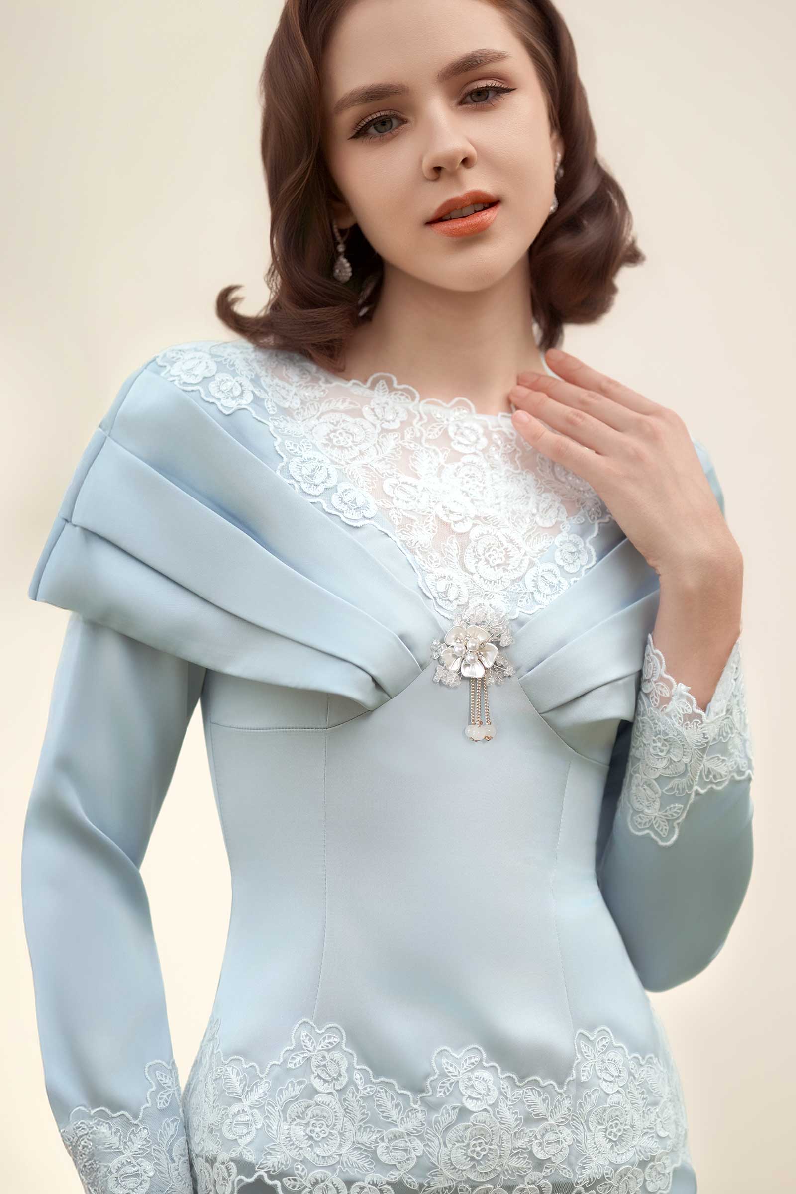 Rembulan Kebaya Top (Blue) - Image 6