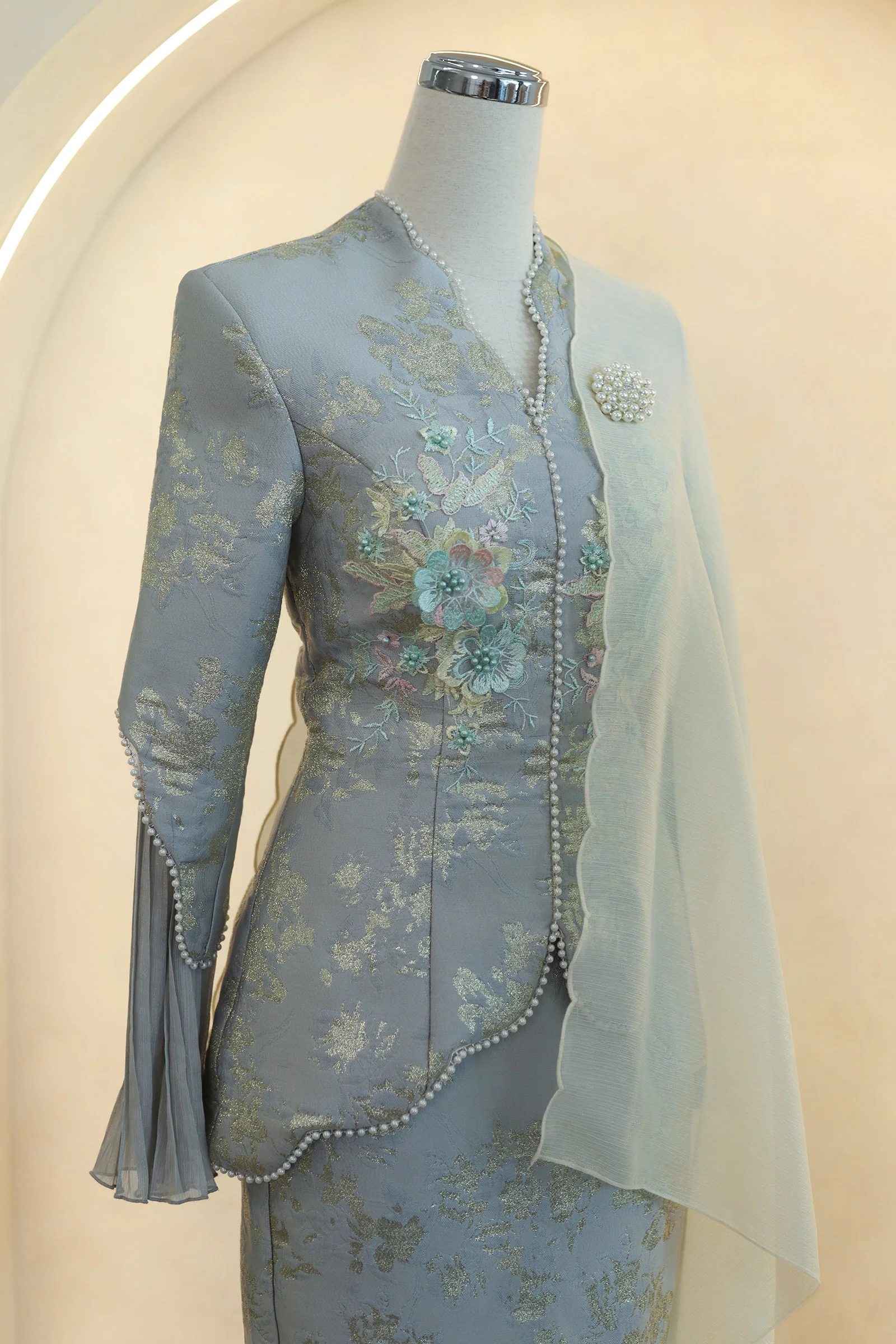 Rosabella Kebaya Set (Celadon Pearl) - Image 15