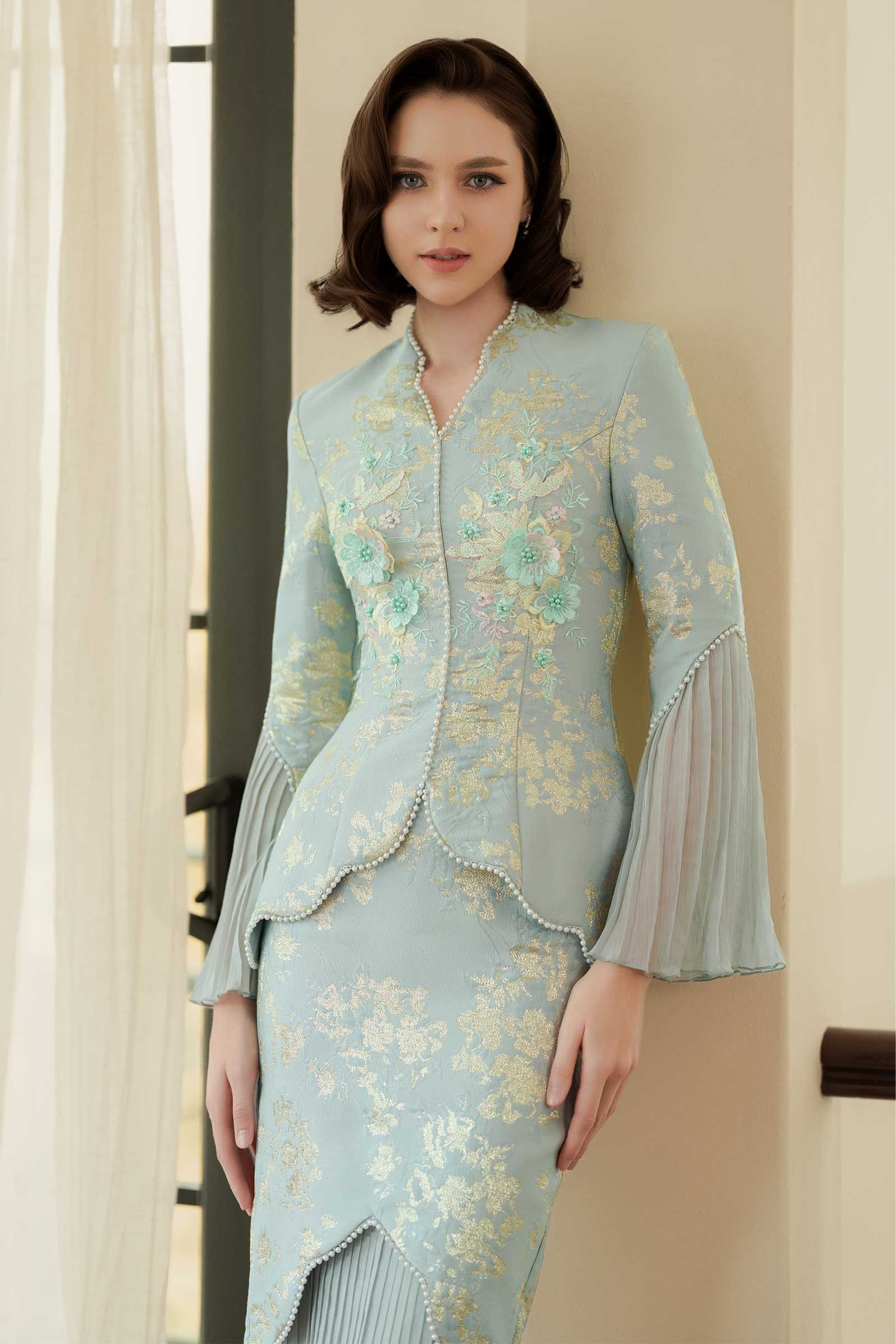 Rosabella Kebaya Top (Celadon Pearl) - Image 3
