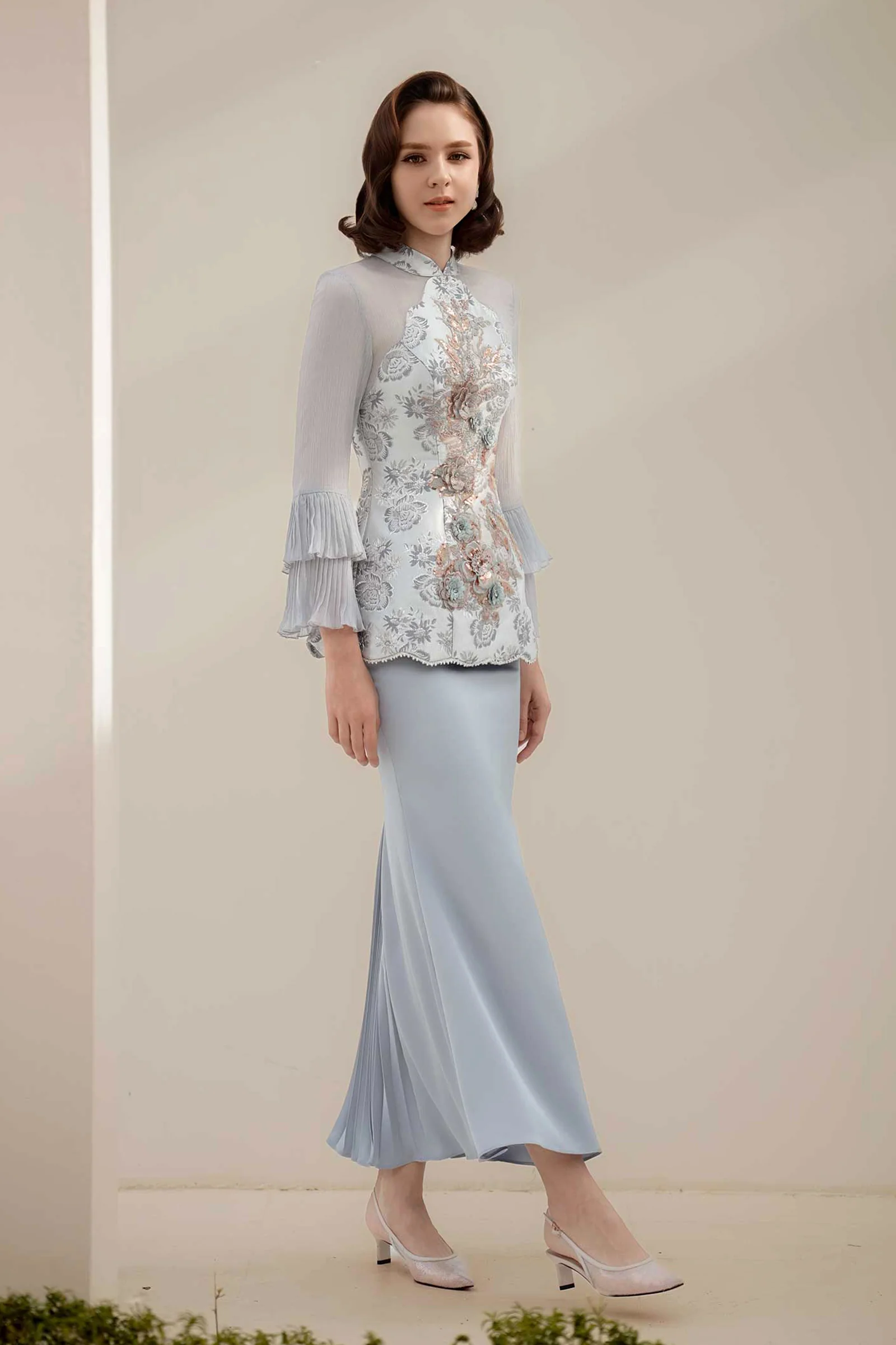 Alya Kebaya Set (Greyish Blue)