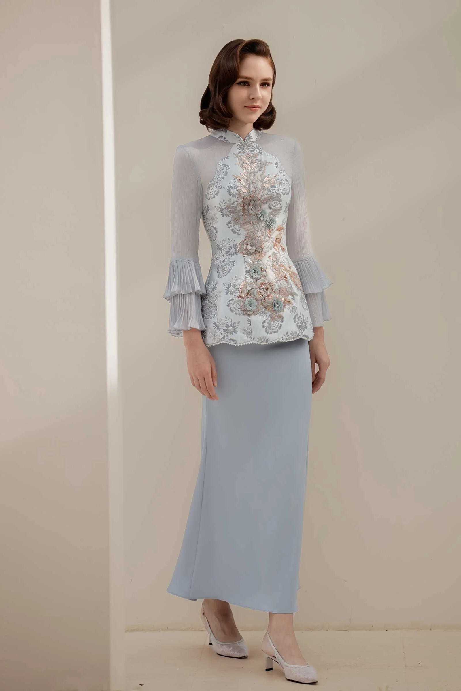 Alya Kebaya Set (Greyish Blue) - Image 10