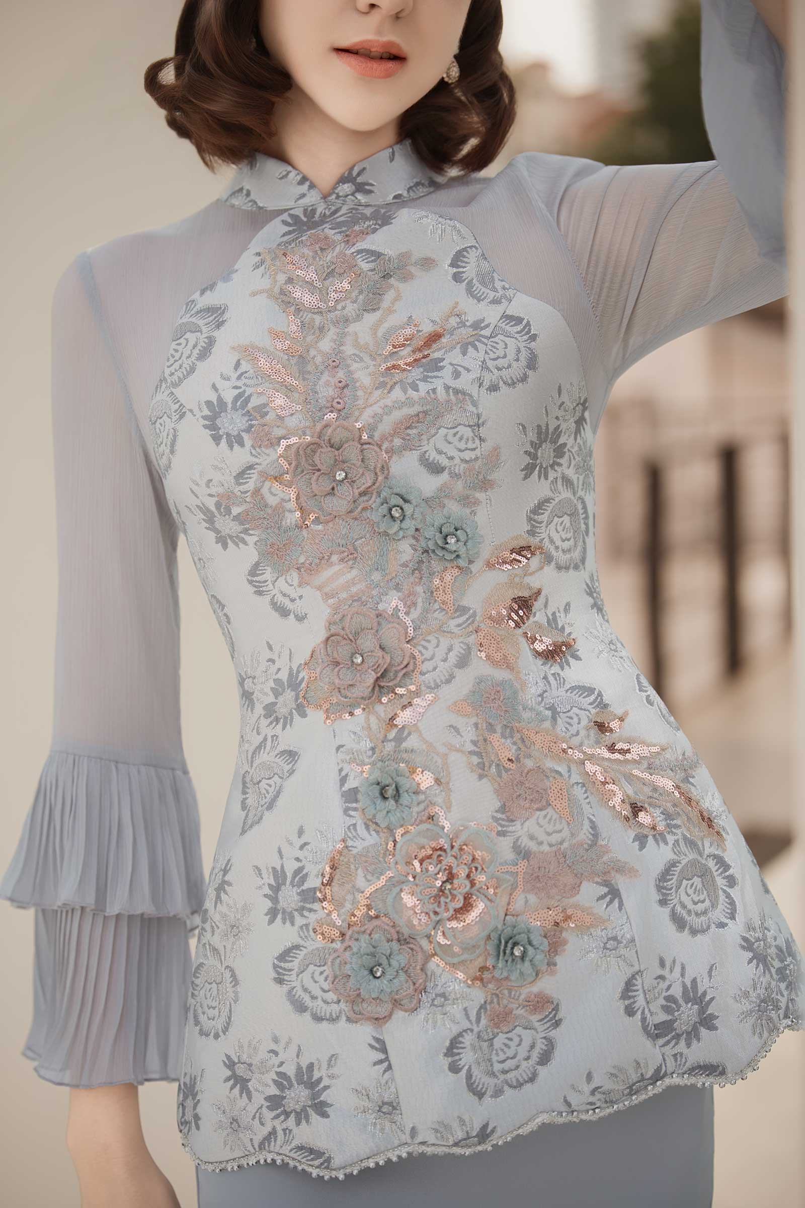 Alya Kebaya Set (Greyish Blue) - Image 14