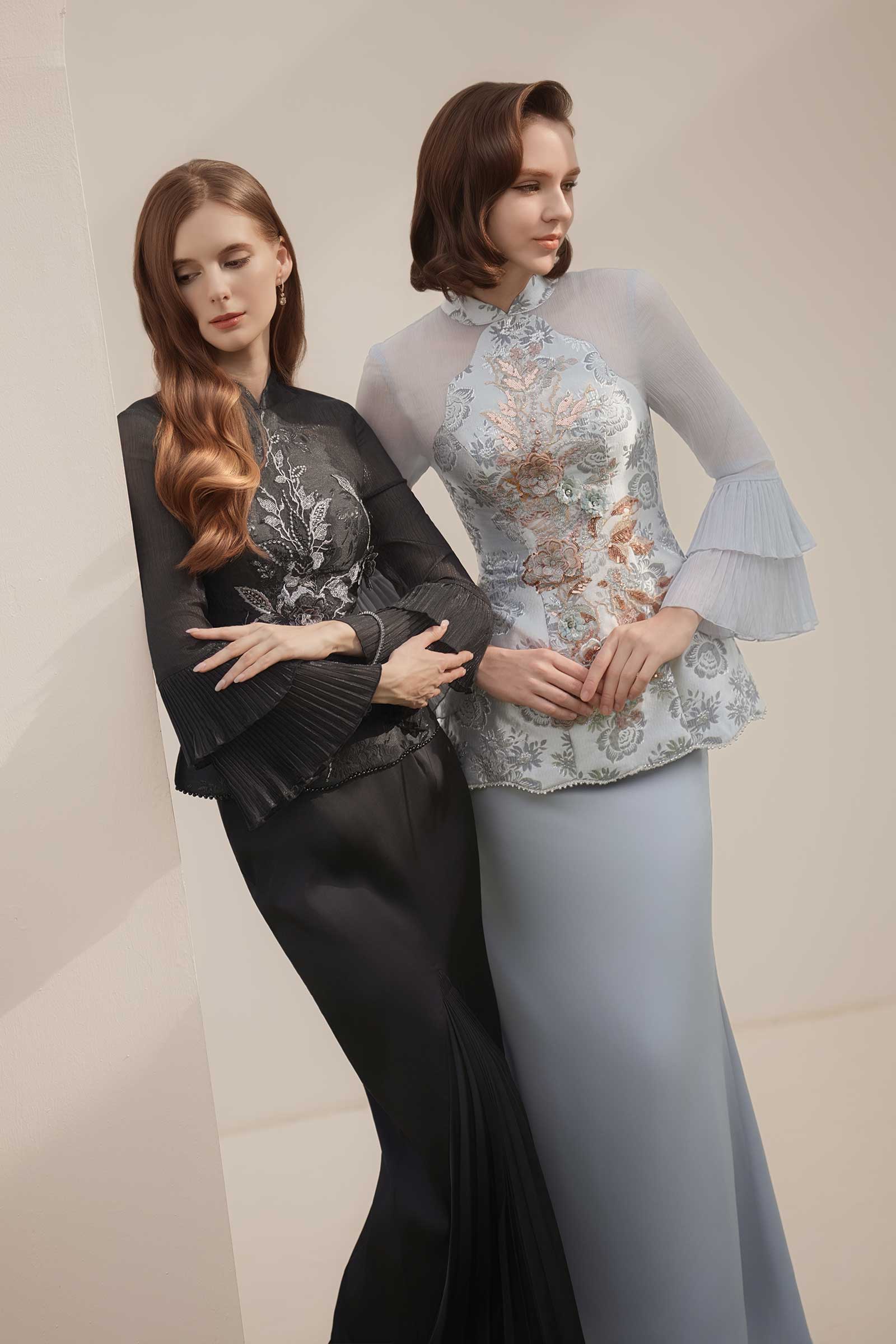Alya Kebaya Set (Greyish Blue) - Image 18