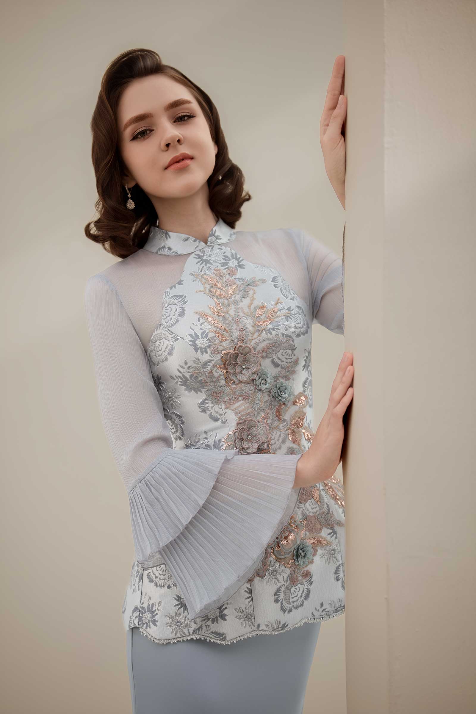 Alya Kebaya Set (Greyish Blue) - Image 19