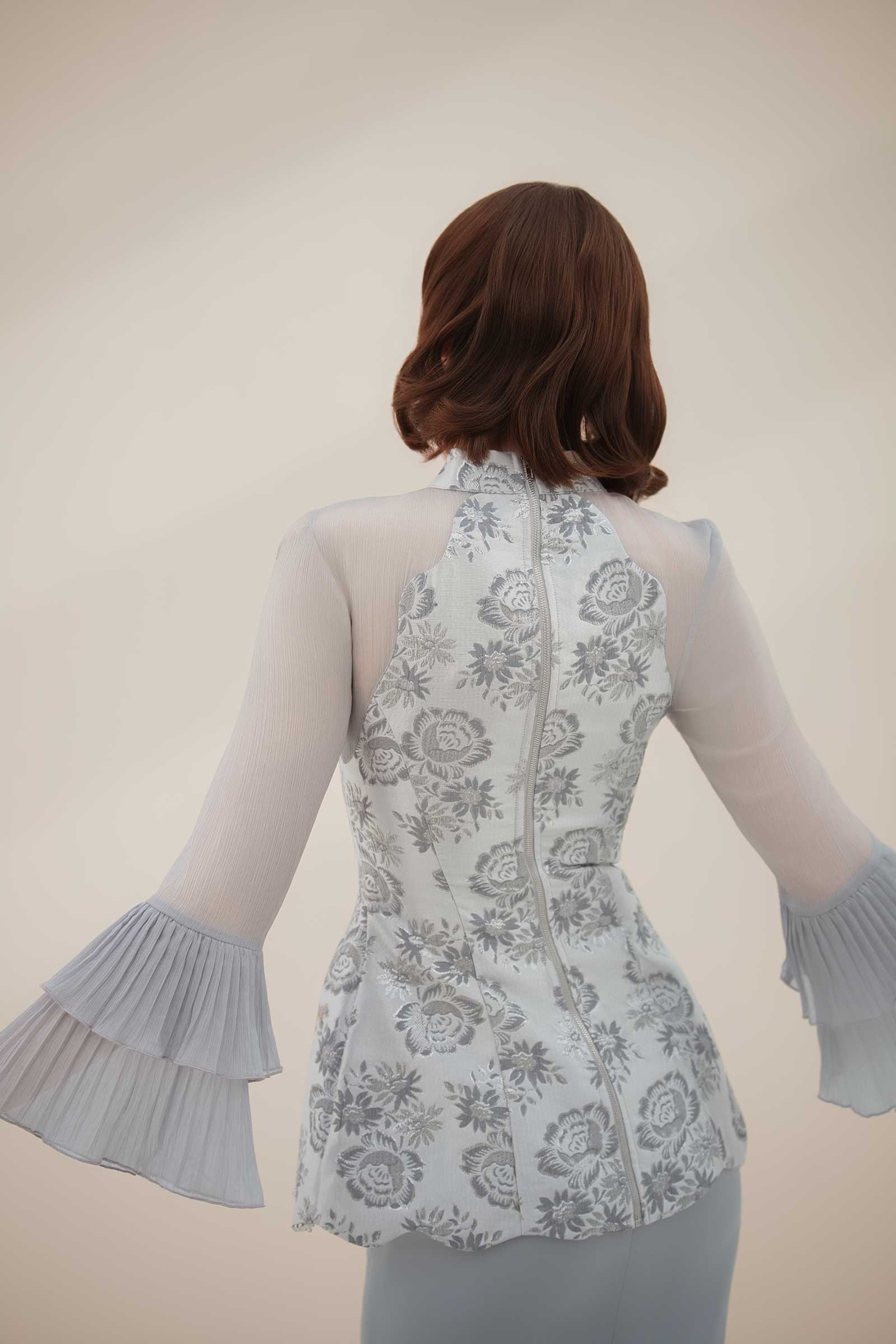 Alya Kebaya Set (Greyish Blue) - Image 21