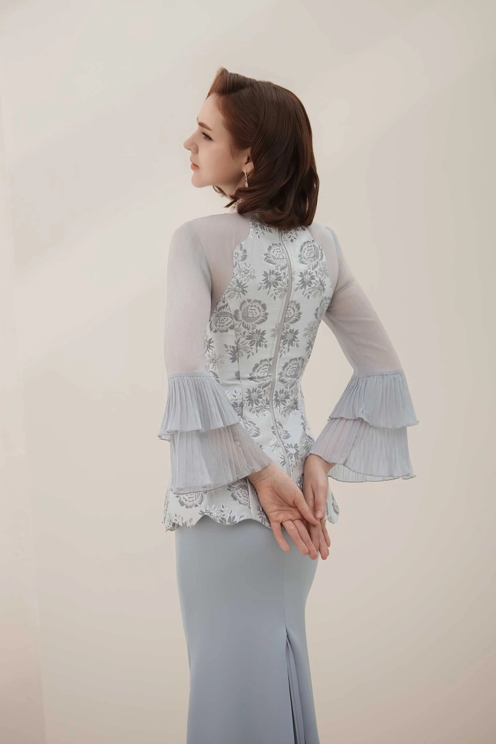 Alya Kebaya Set (Greyish Blue) - Image 22