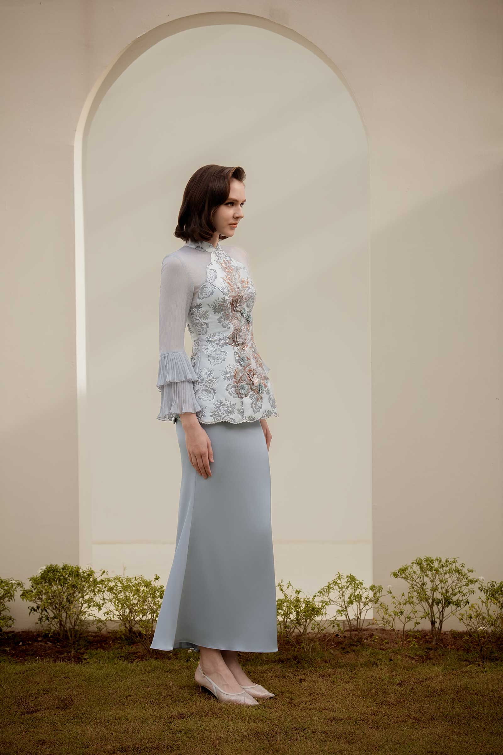 Alya Kebaya Set (Greyish Blue) - Image 8