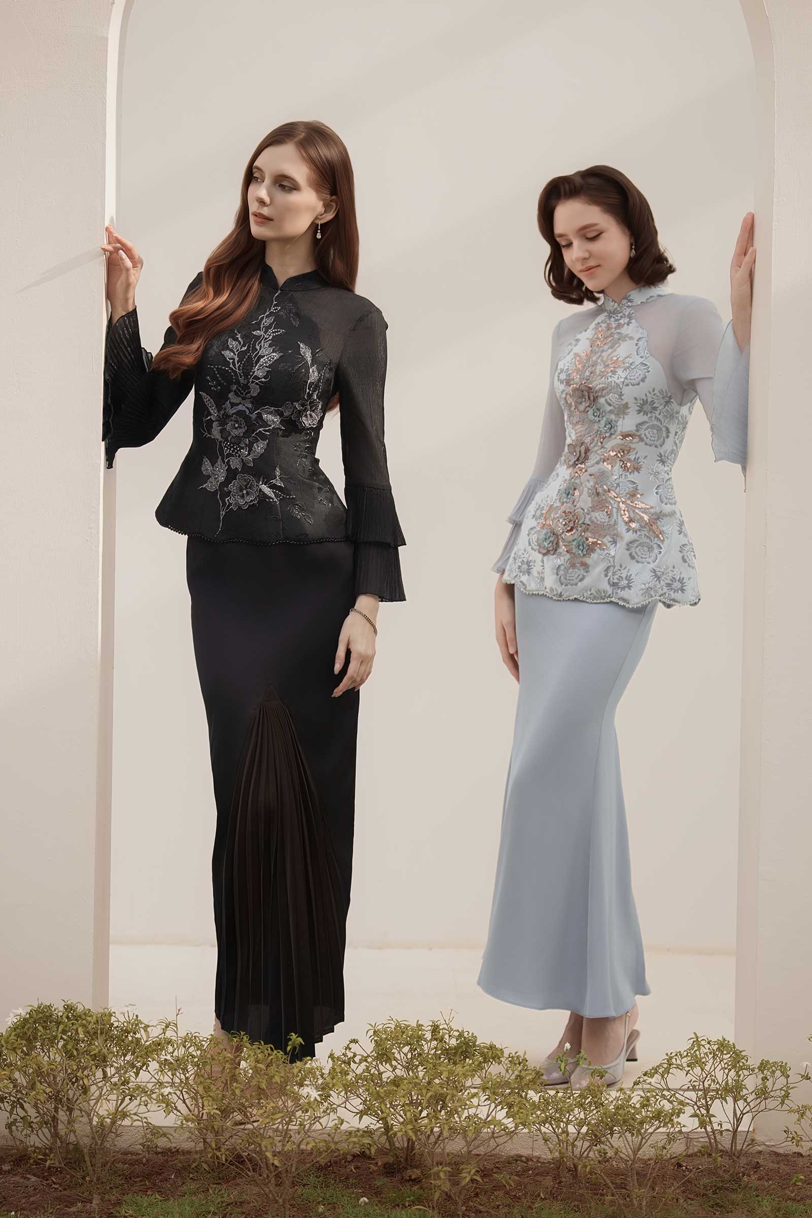 Alya Kebaya Top (Greyish Blue) - Image 11