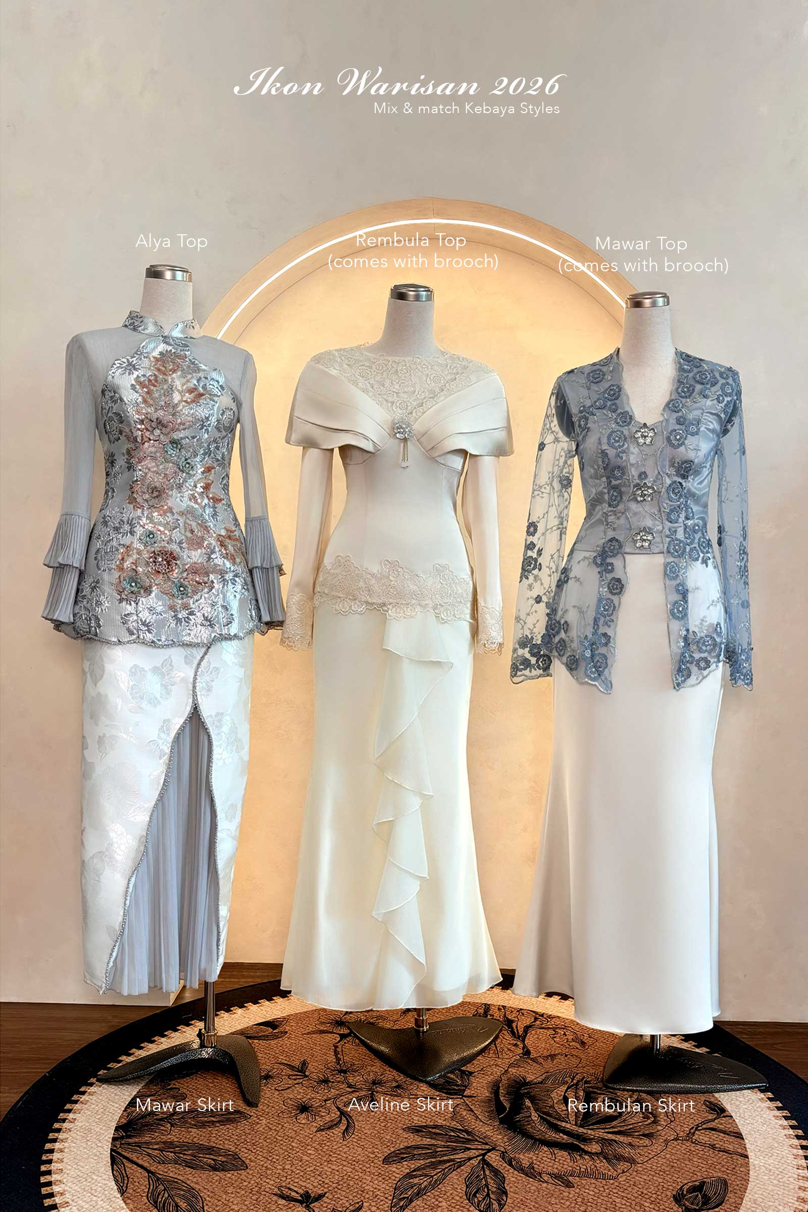 Alya Kebaya Top (Greyish Blue) - Image 23