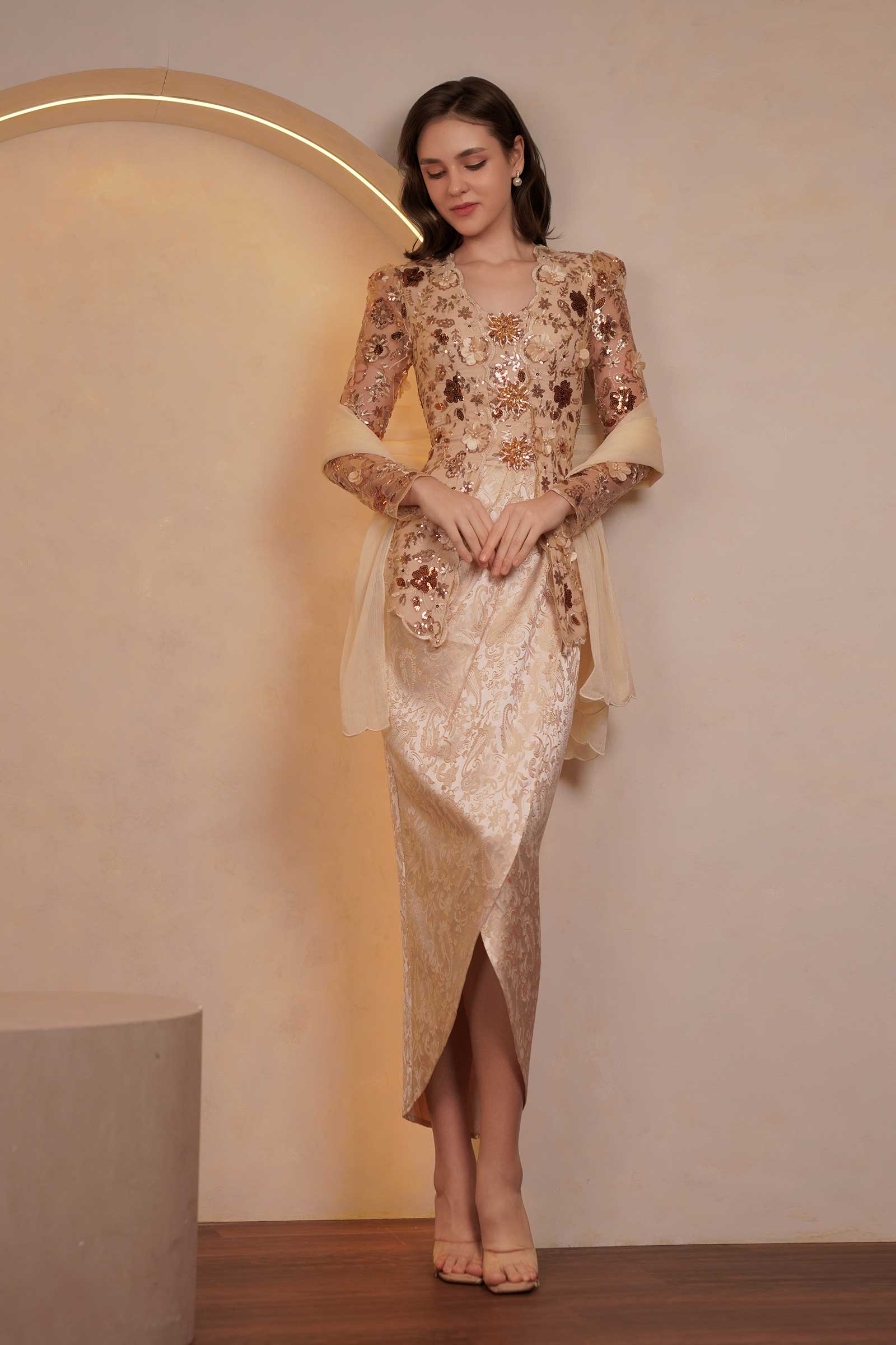Sapphire Modern Kebaya Set (Gold) - Image 6