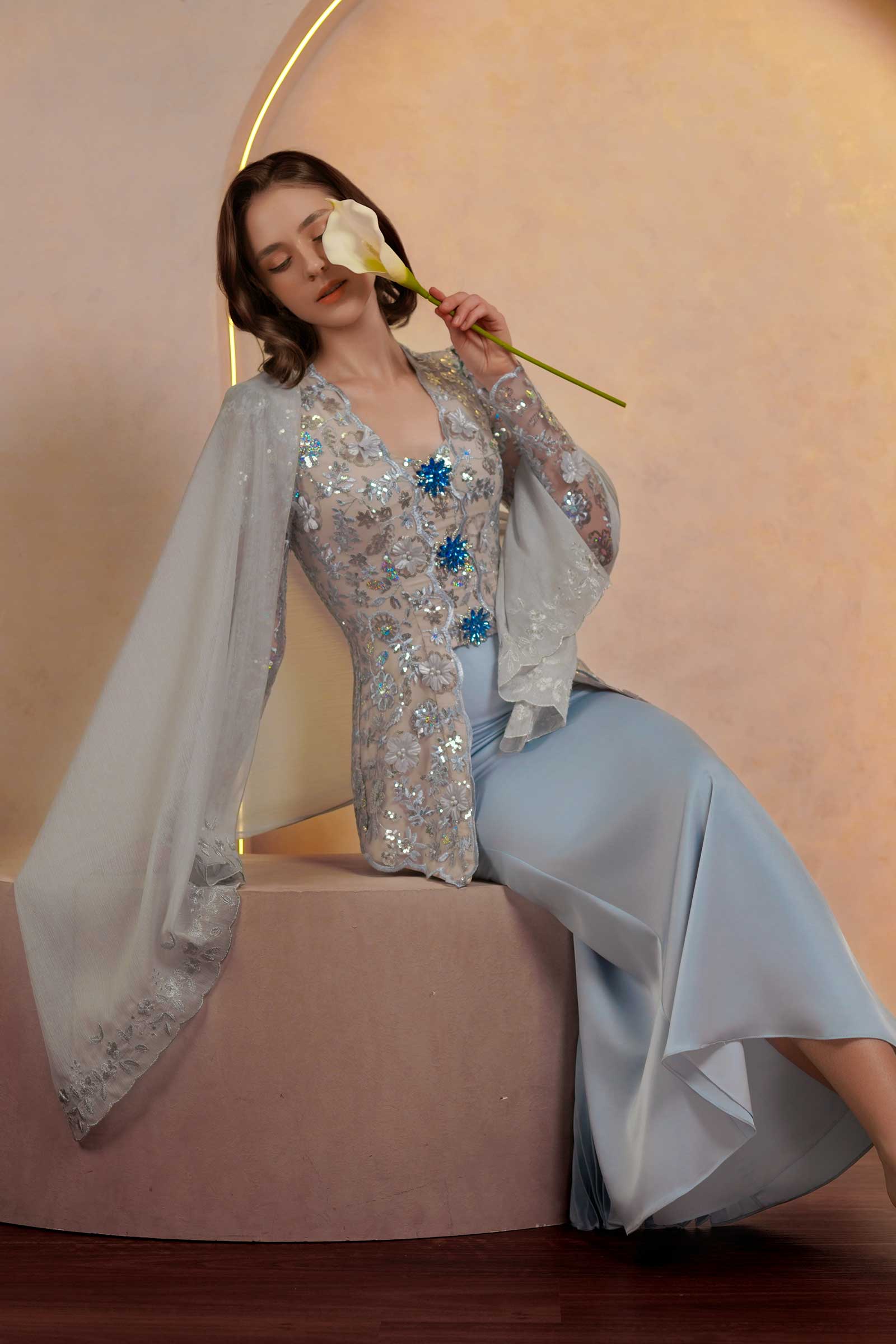 Sapphire Classic Kebaya Set (Blue) - Image 5