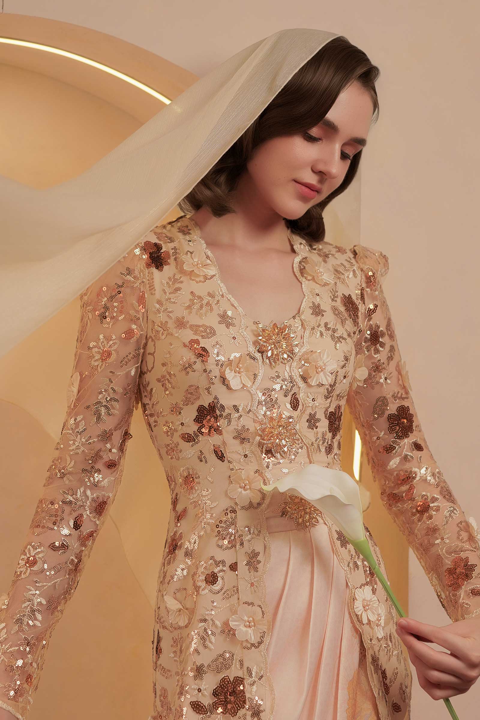 Sapphire Heritage Kebaya Set (Gold) - Image 10