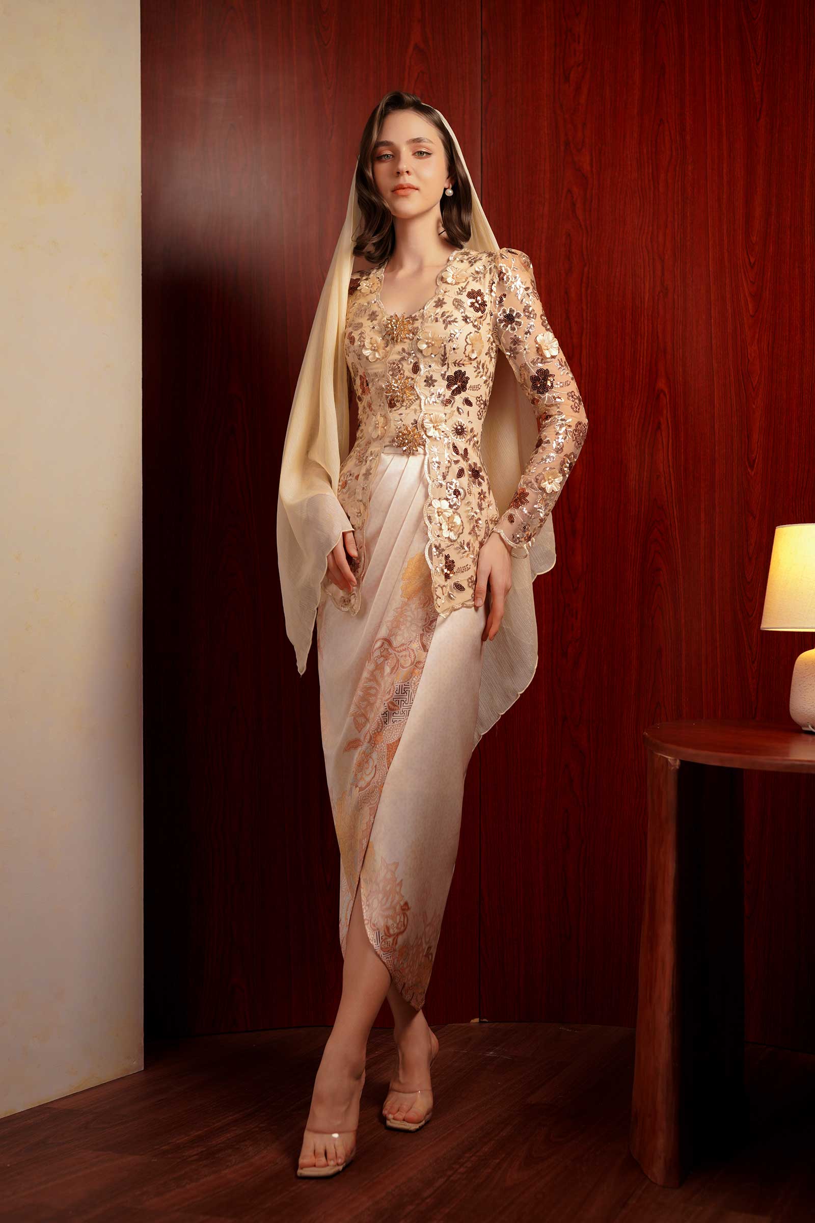 Sapphire Heritage Kebaya Set (Gold) - Image 3