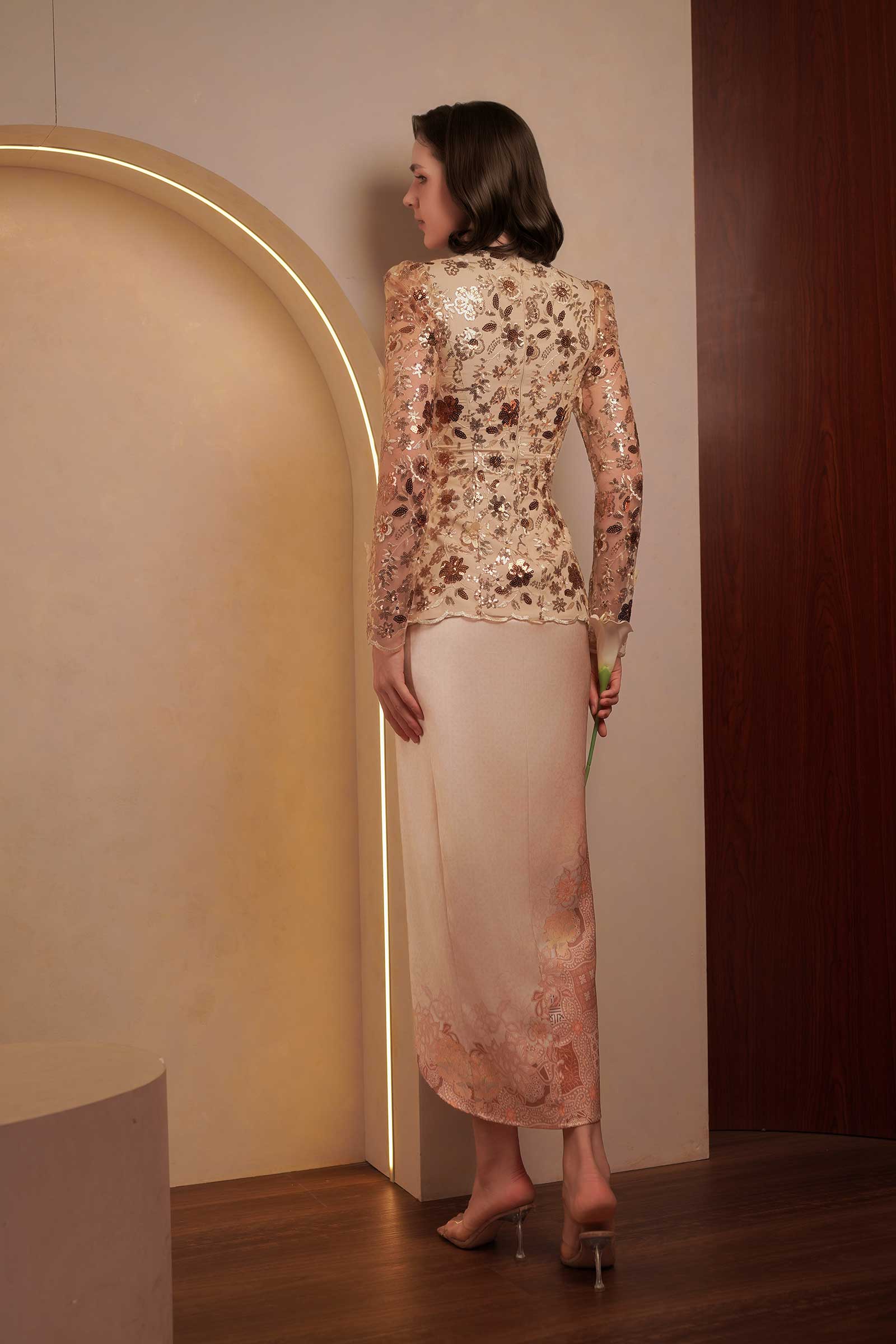 Sapphire Heritage Kebaya Set (Gold) - Image 4