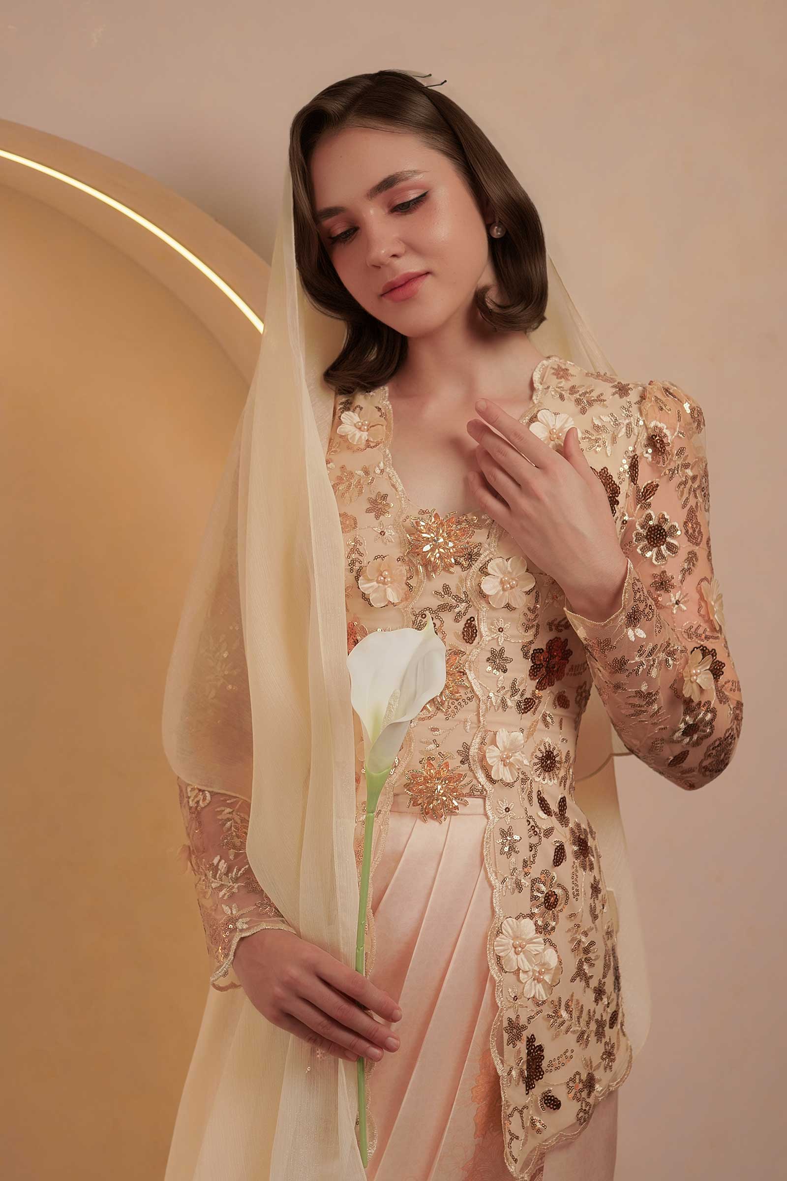 Sapphire Heritage Kebaya Set (Gold) - Image 9
