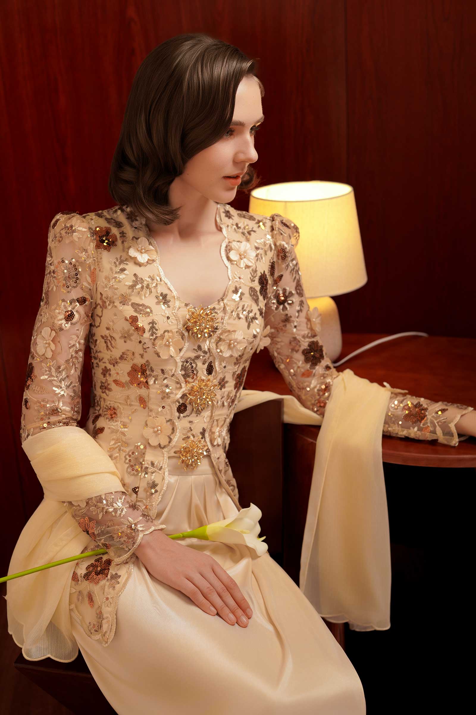 Sapphire Classic Kebaya Set (Gold) - Image 2