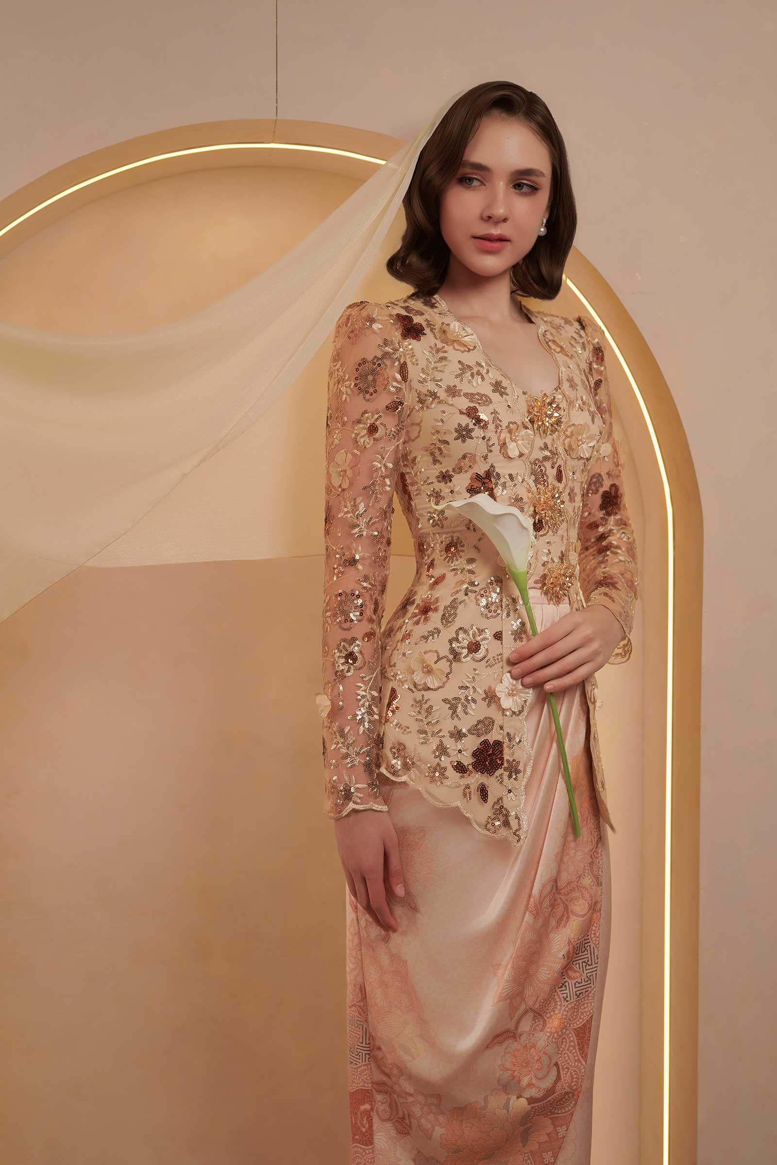 Sapphire Classic Kebaya Set (Gold) - Image 9