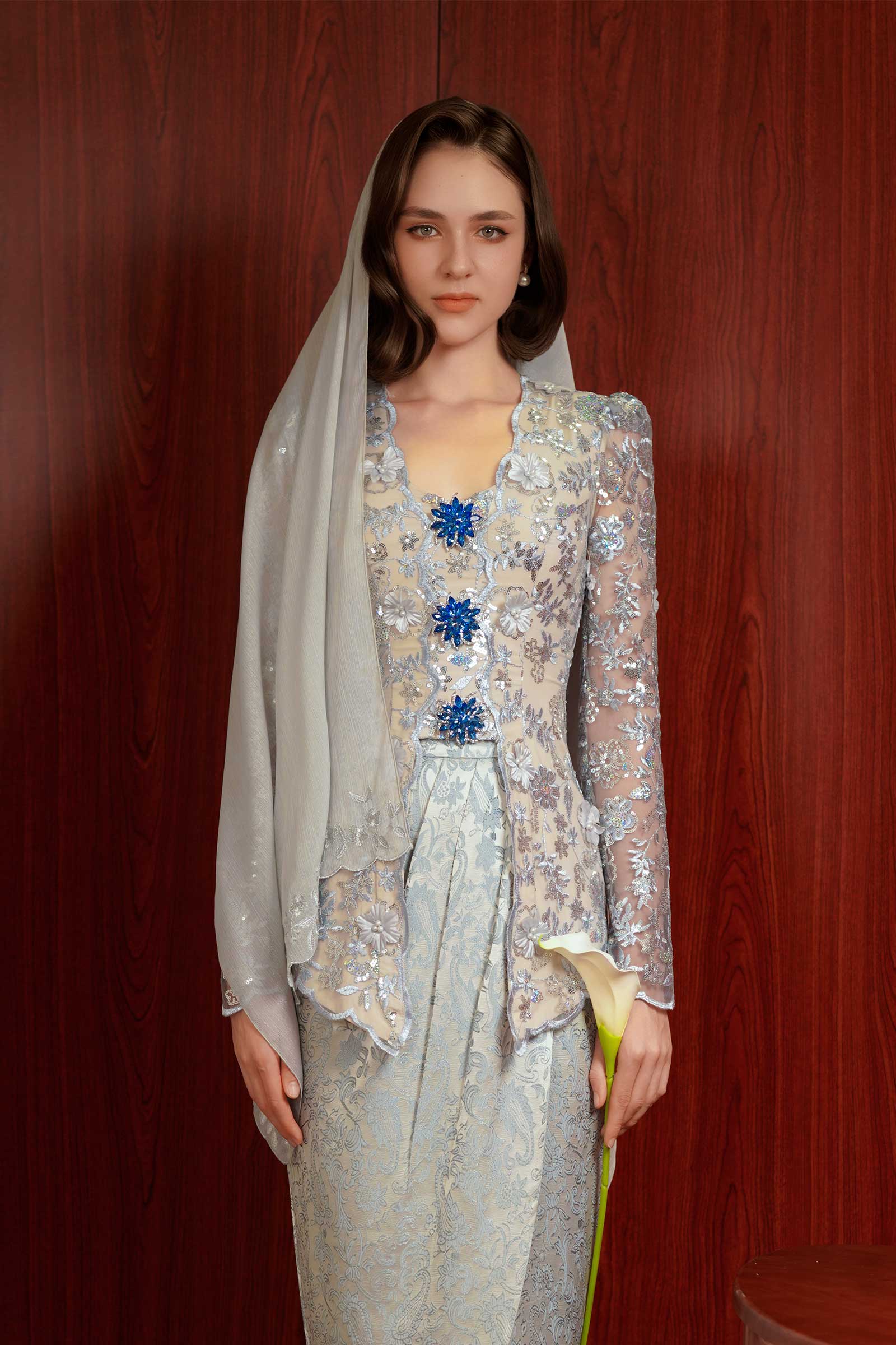 Sapphire Modern Kebaya Set (Blue) - Image 9