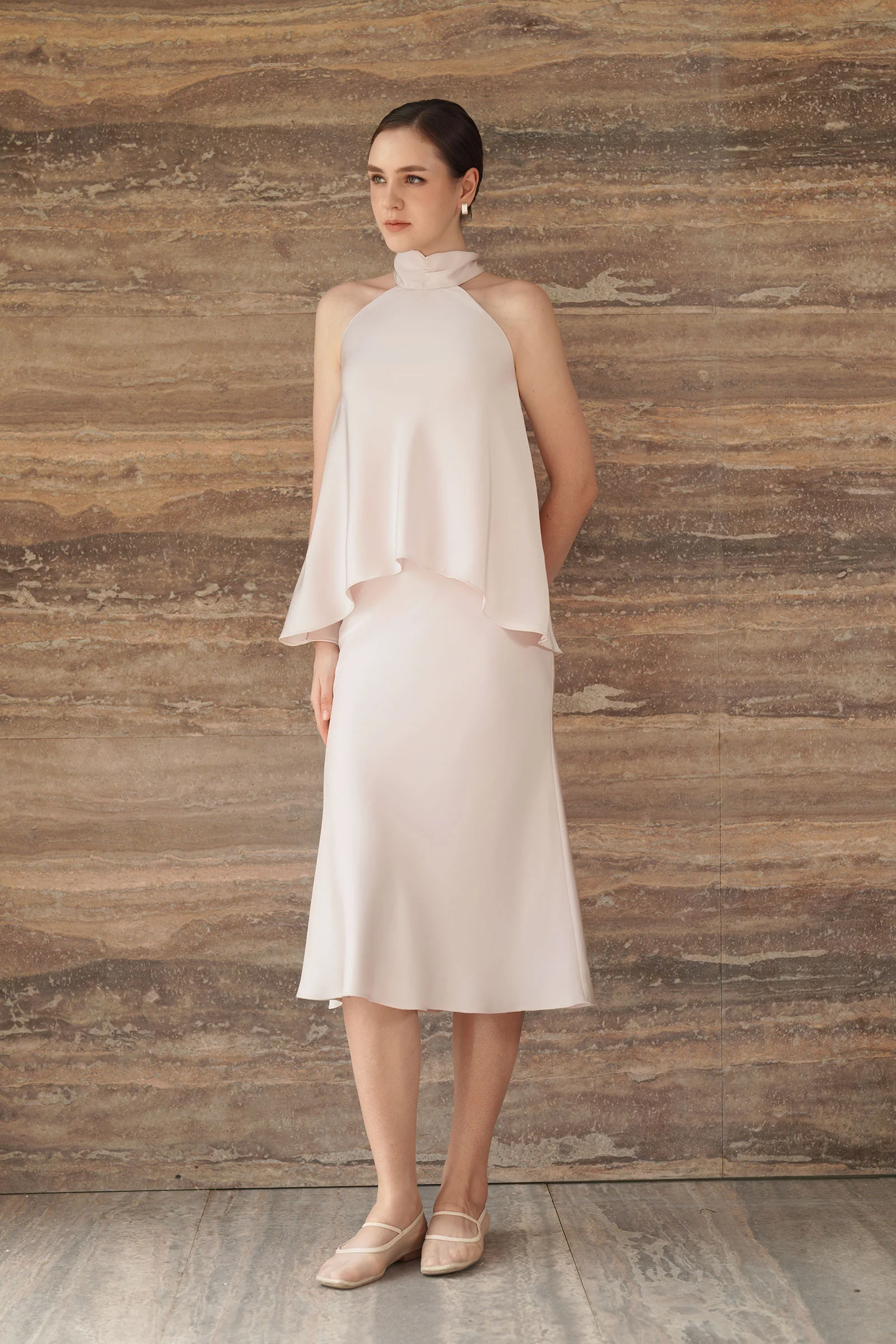 Evean Silk Satin Skirt (Champagne) - Image 7