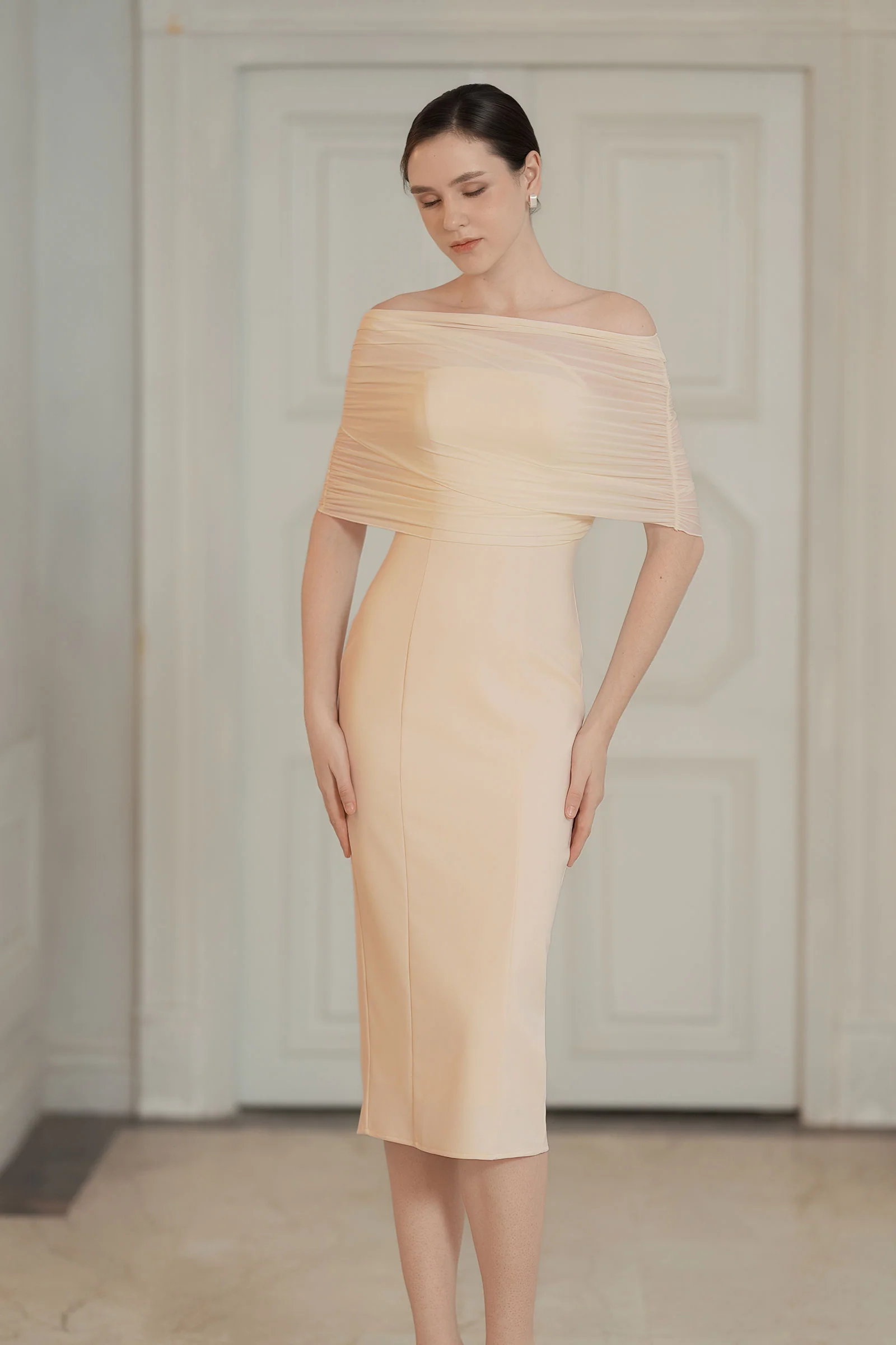 Lucienne Cape Dress (Cream) - Image 13