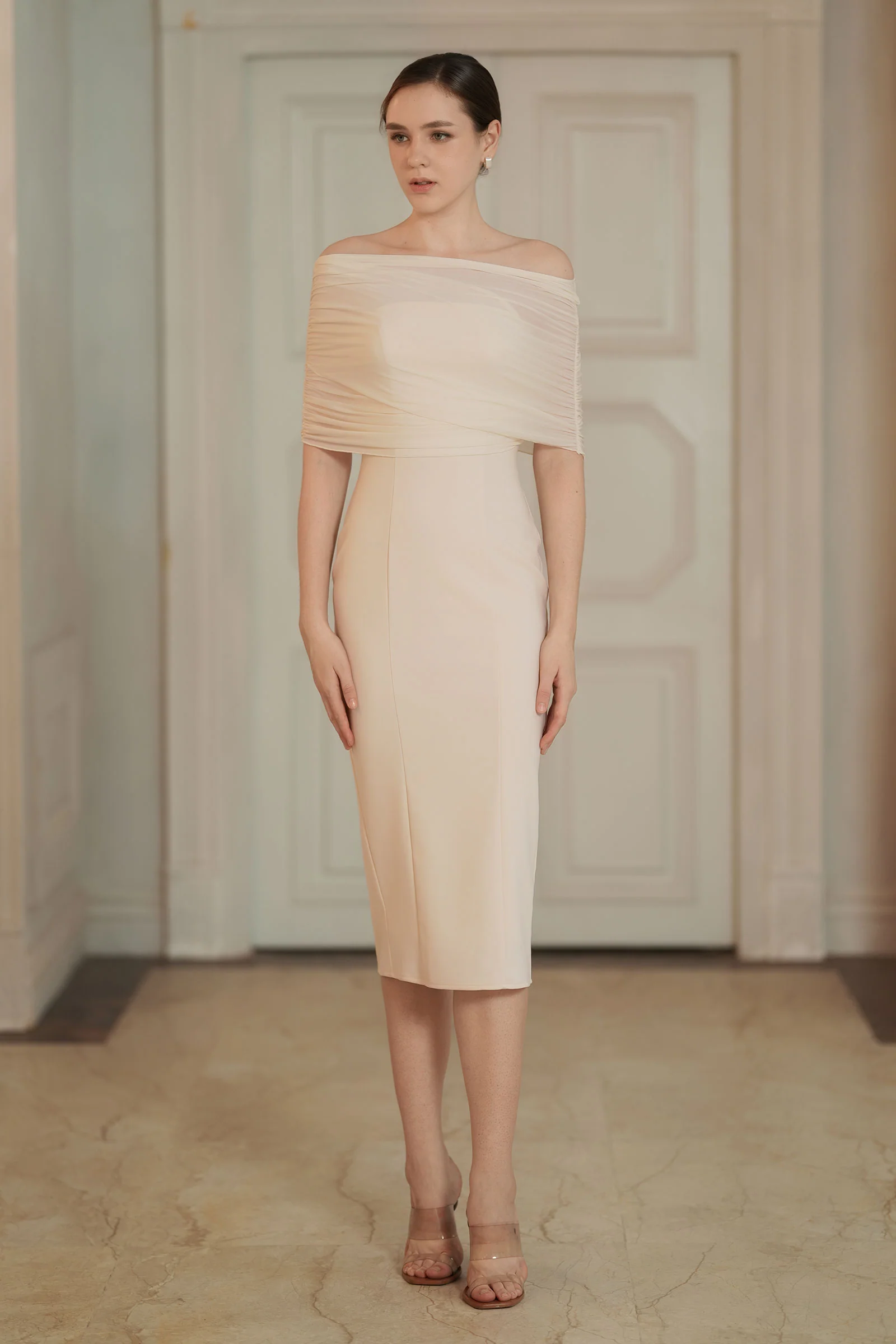 Lucienne Cape Dress (Cream) - Image 3